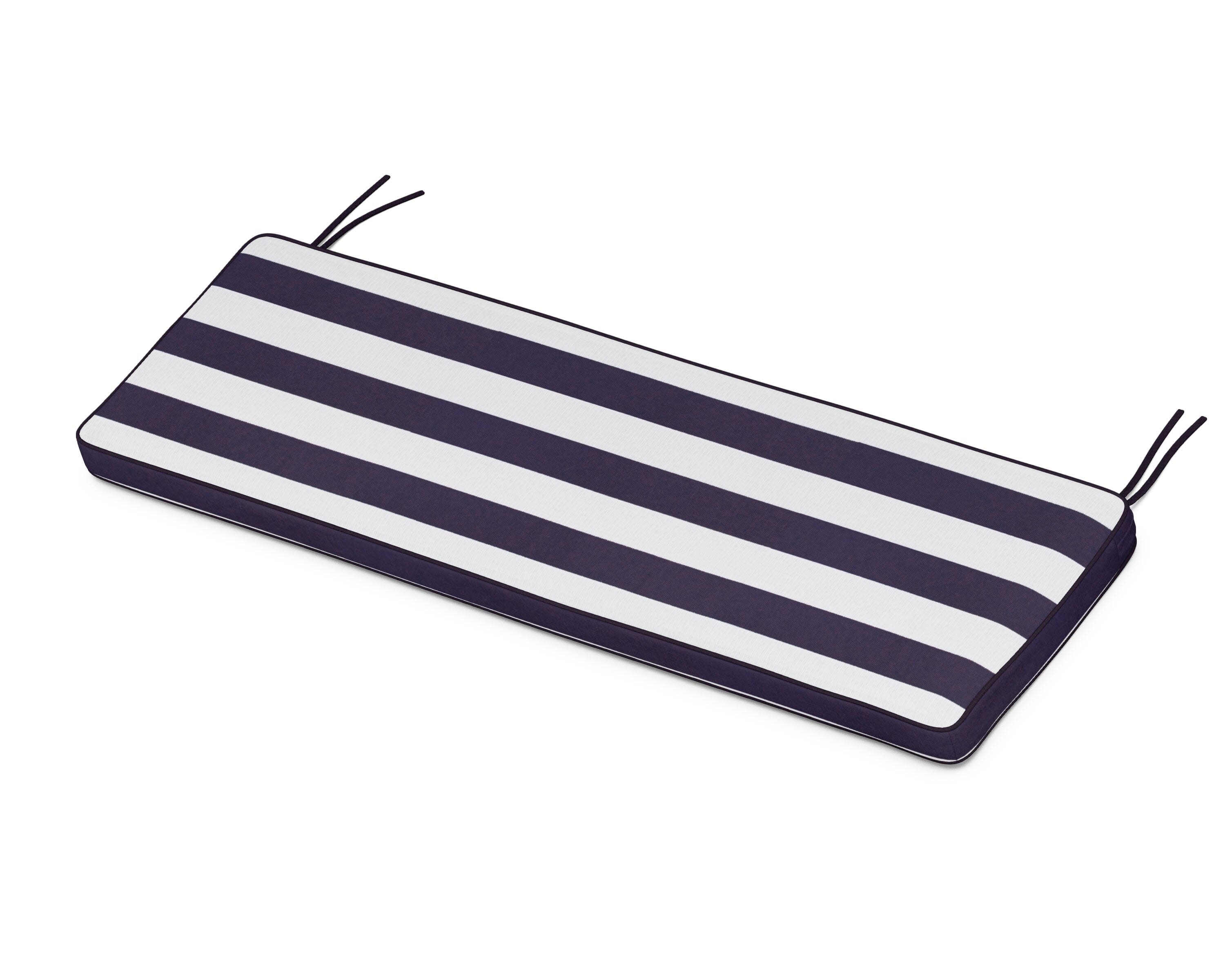 Chinoiserie Bench Seat Cushion in Cabana Stripe Navy