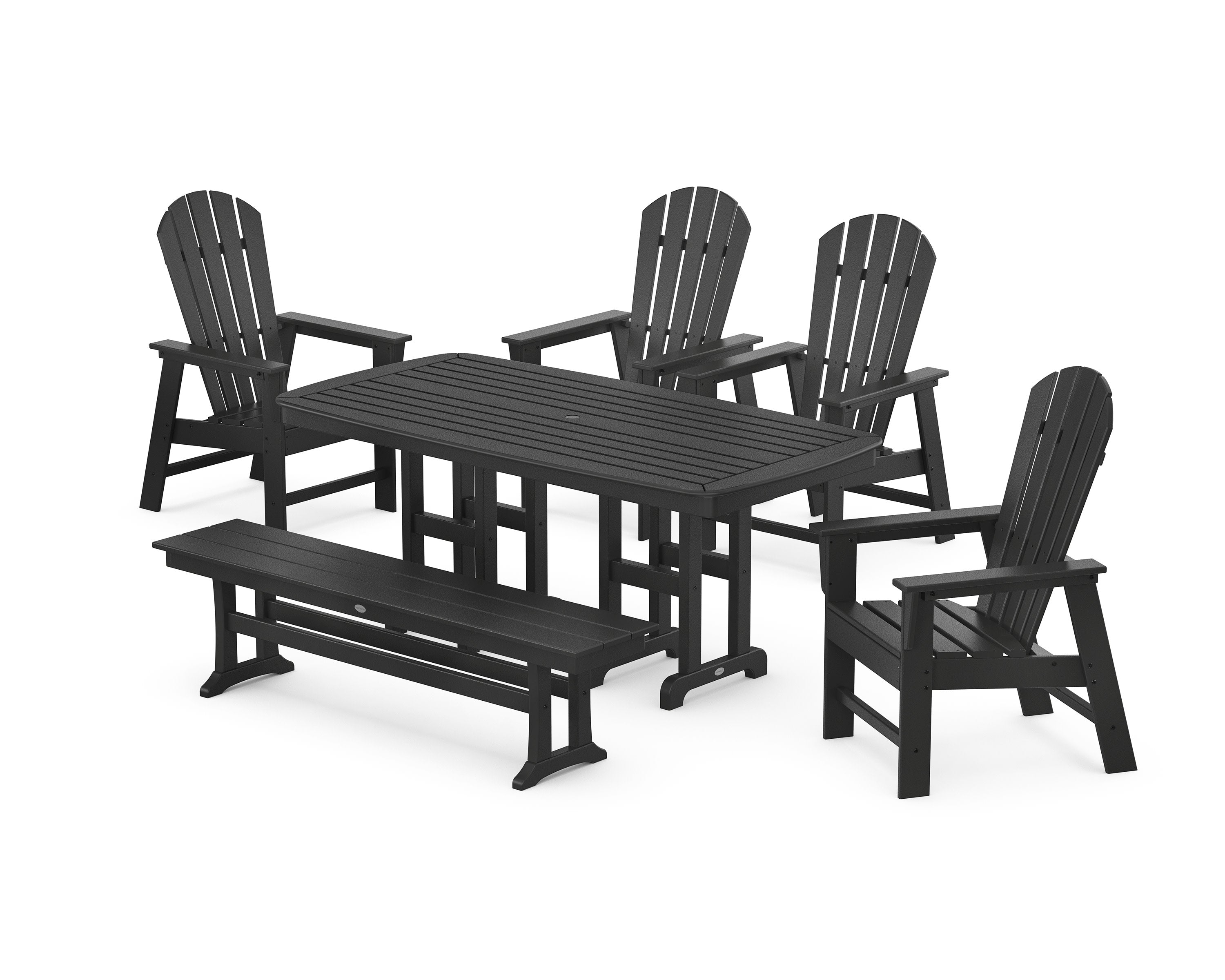 South Beach 6-Piece Dining Set with Bench in Black