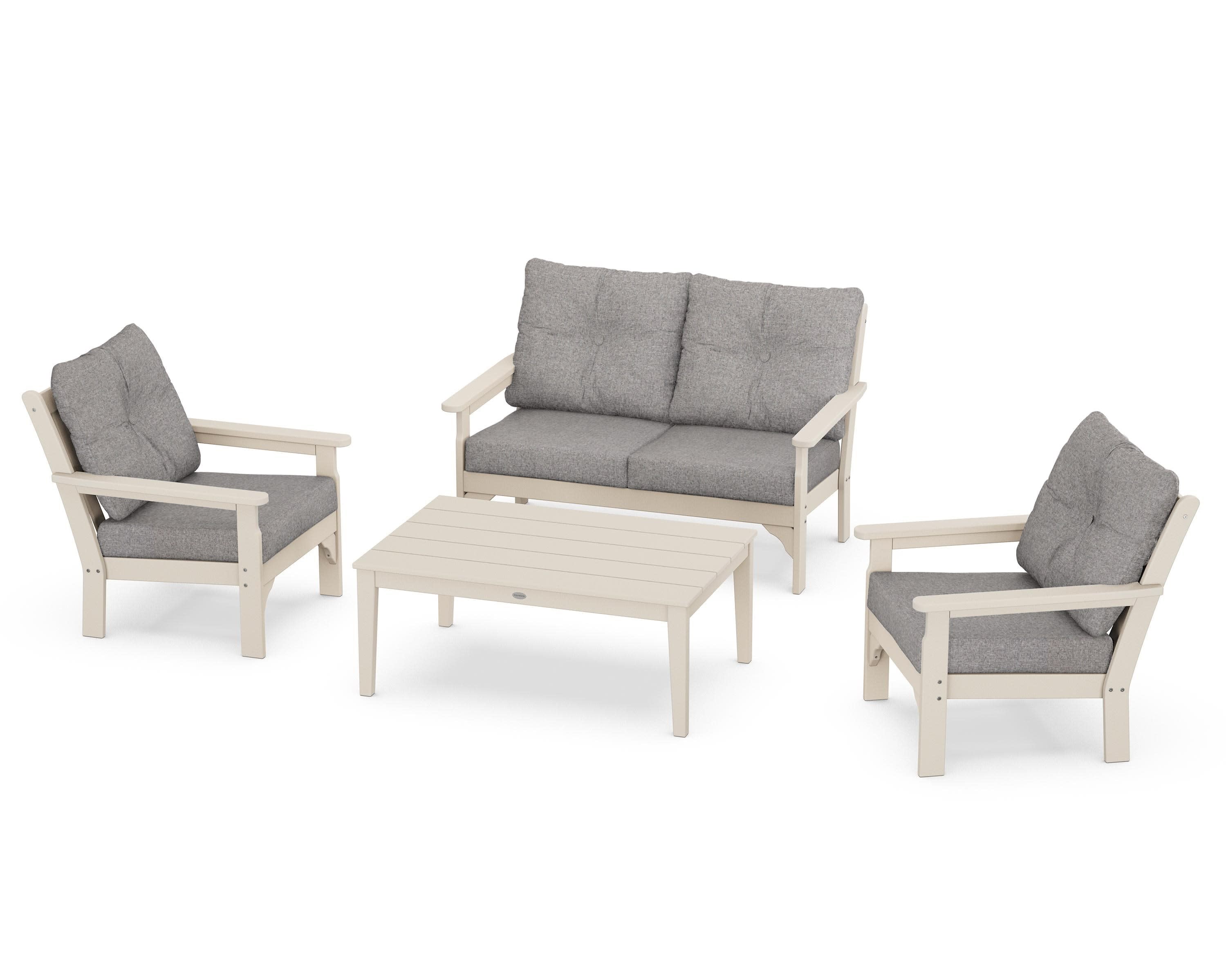 Vineyard 4-Piece Deep Seating Set in Sand / Grey Mist