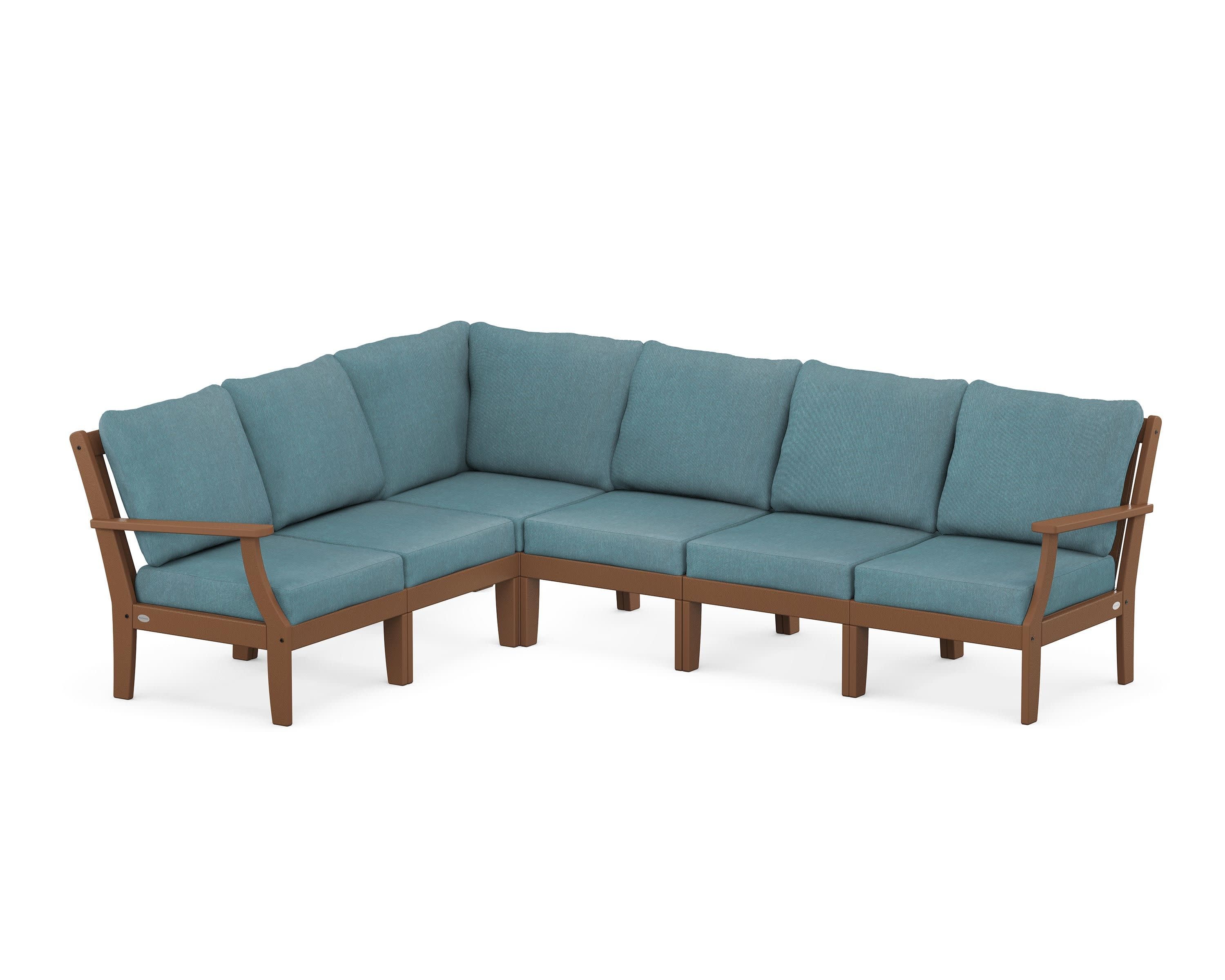 Braxton Modular 6-Piece Deep Seating Set in Teak / Ocean Teal