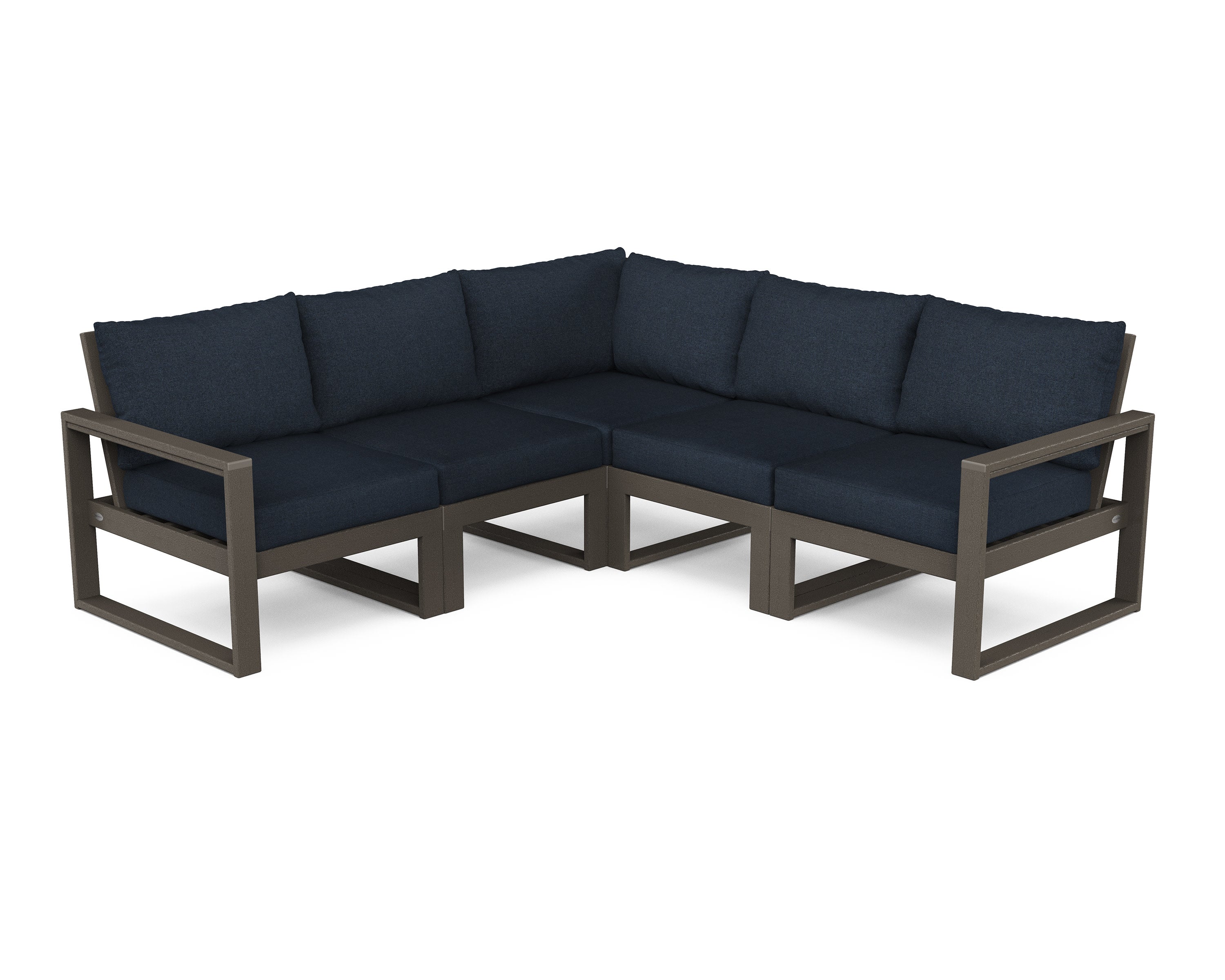 EDGE 5-Piece Modular Deep Seating Set in Vintage Coffee / Marine Indigo