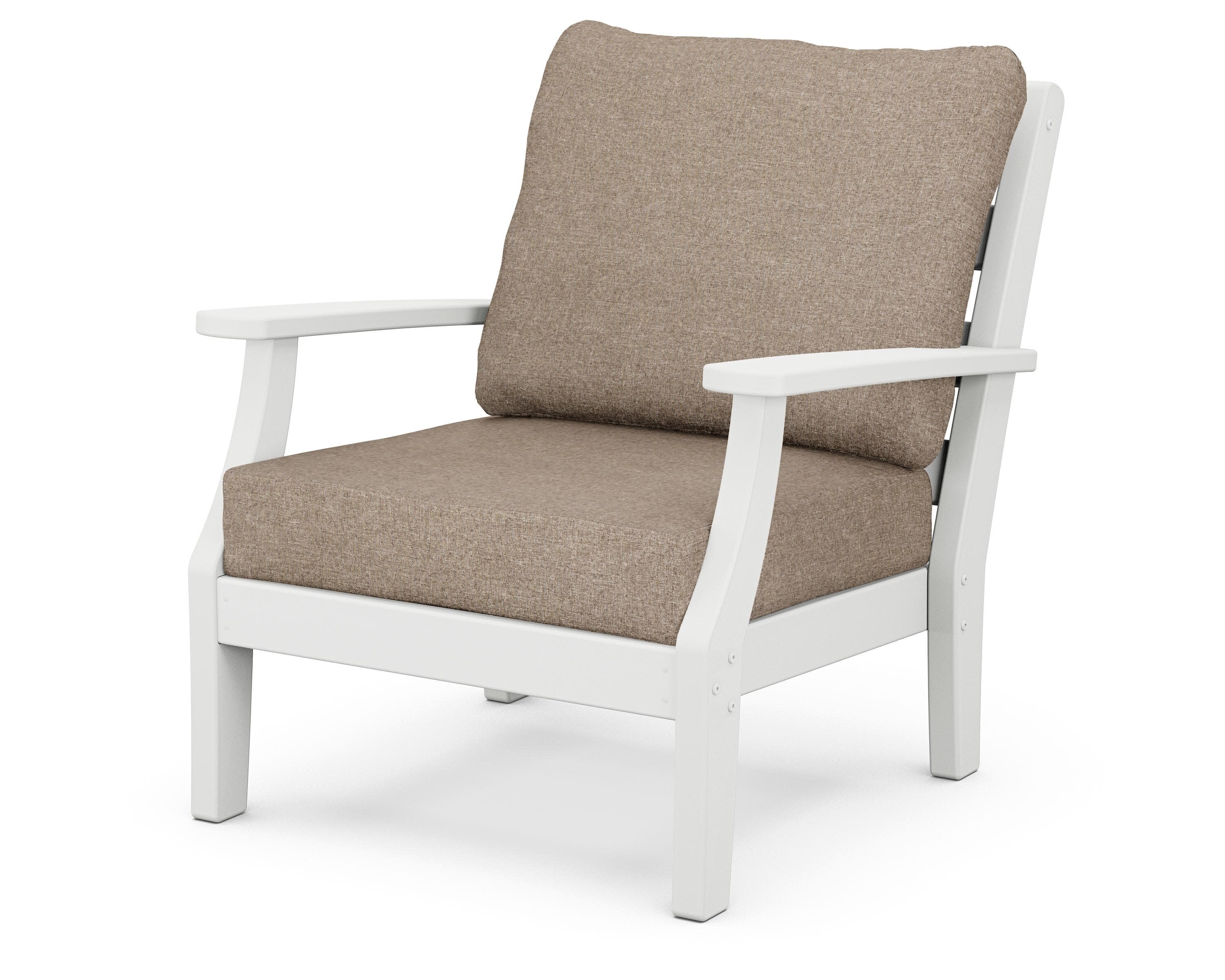 Chesapeake Deep Seating Chair in White / Spiced Burlap