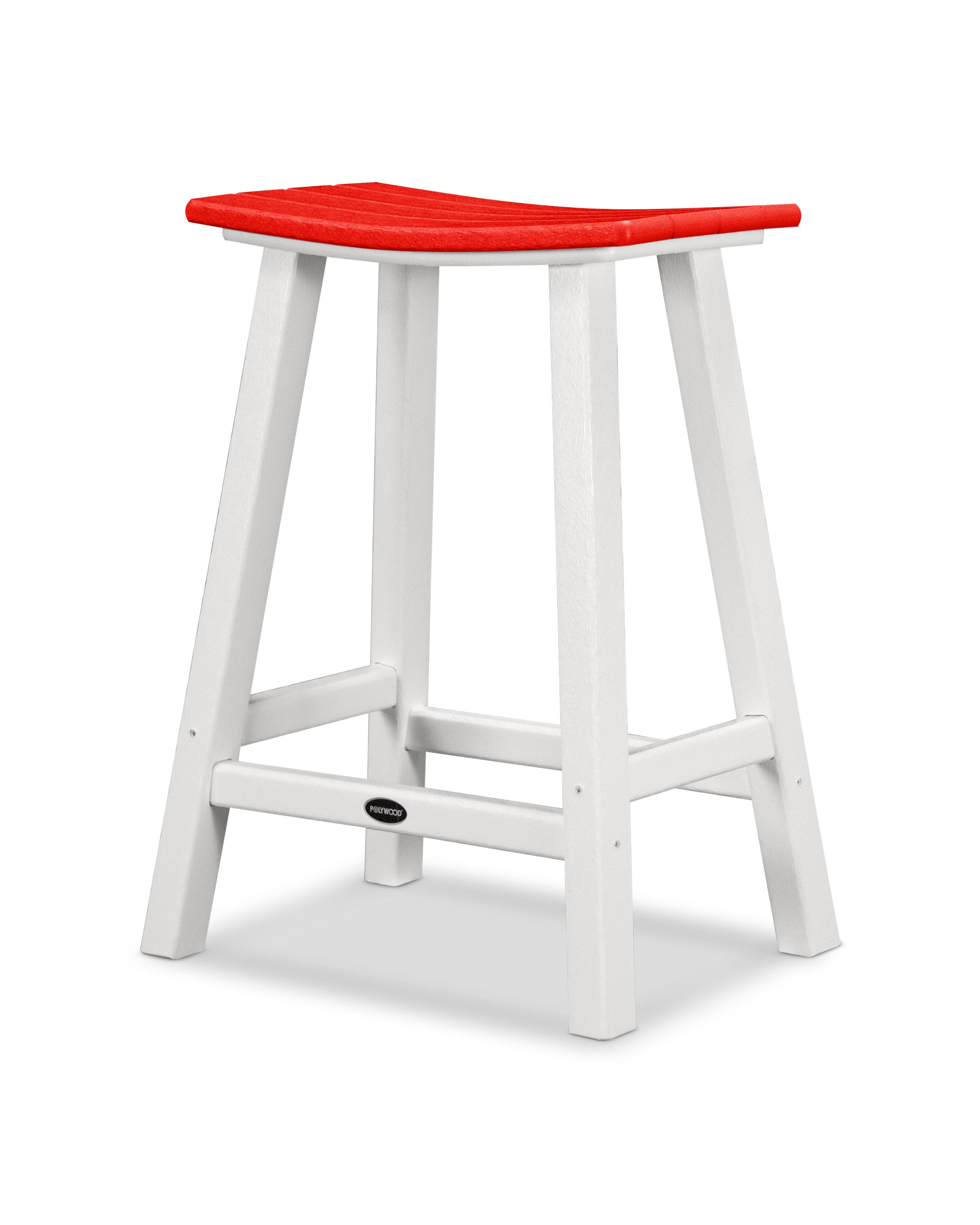 Contempo 24" Saddle Counter Stool in White / Sunset Red