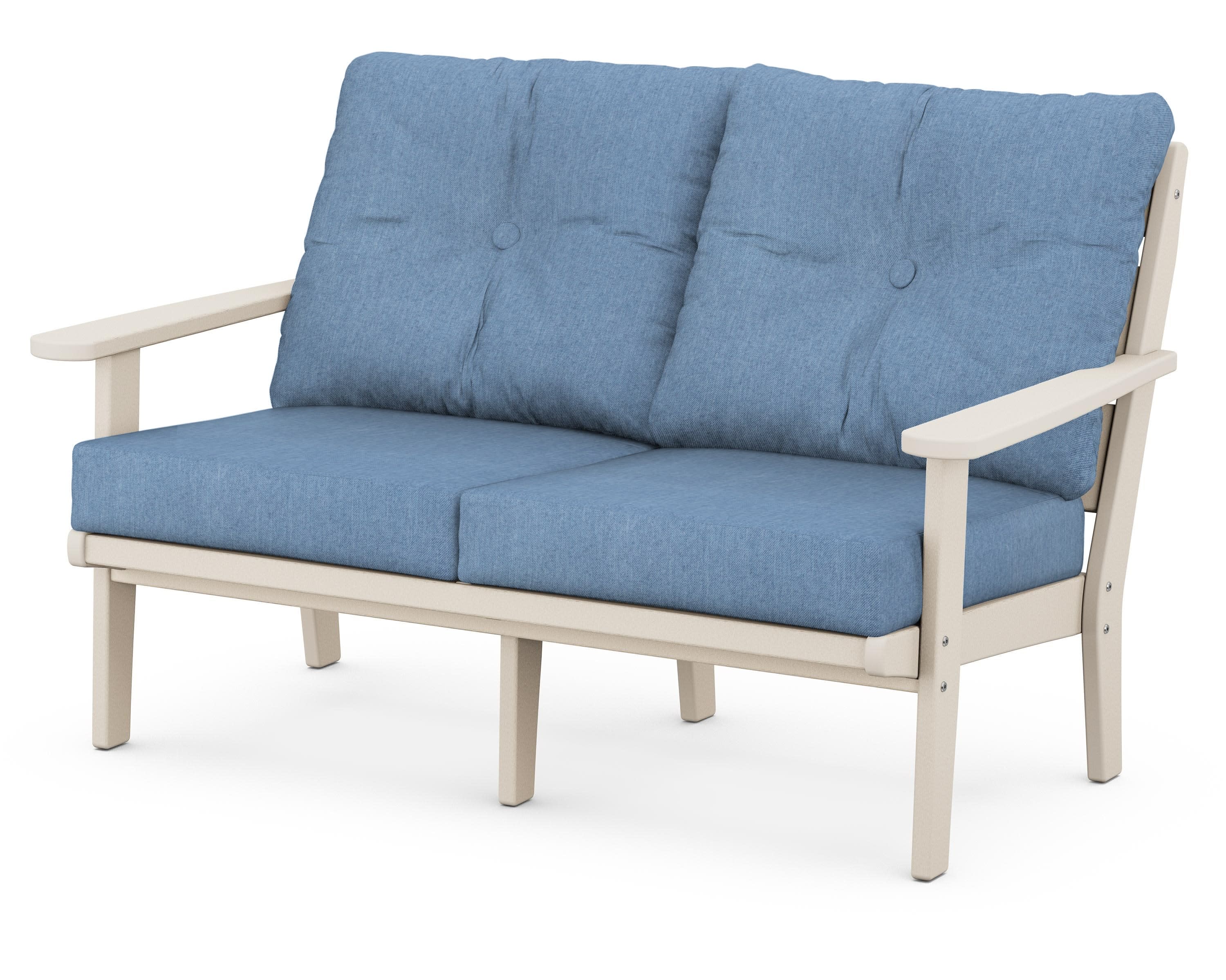 Lakeside Deep Seating Loveseat in Sand / Sky Blue