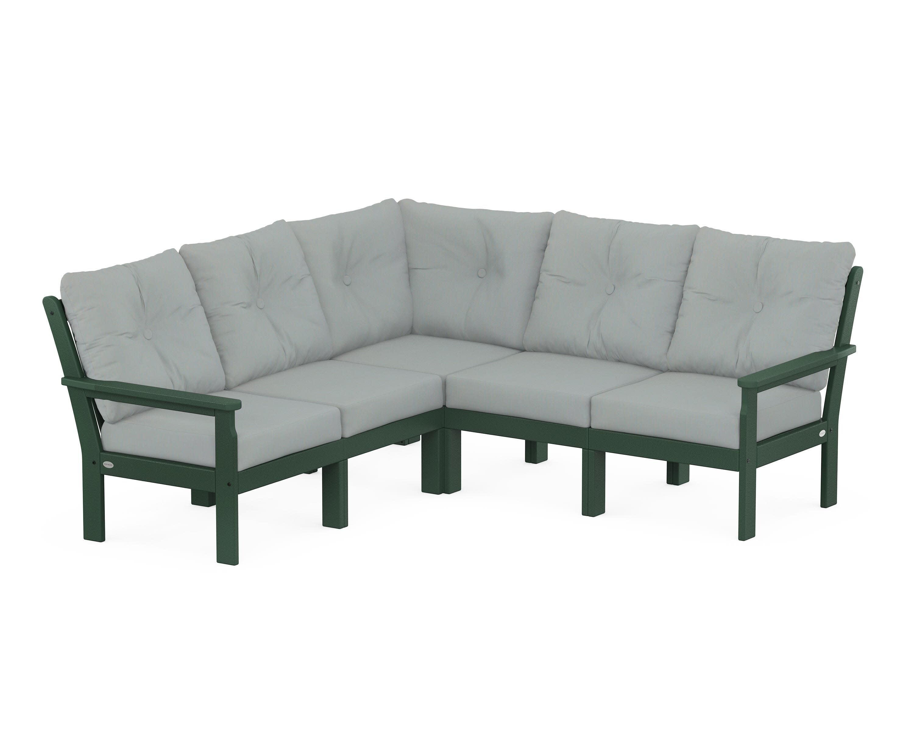 Vineyard 5-Piece Sectional in Green / Spa