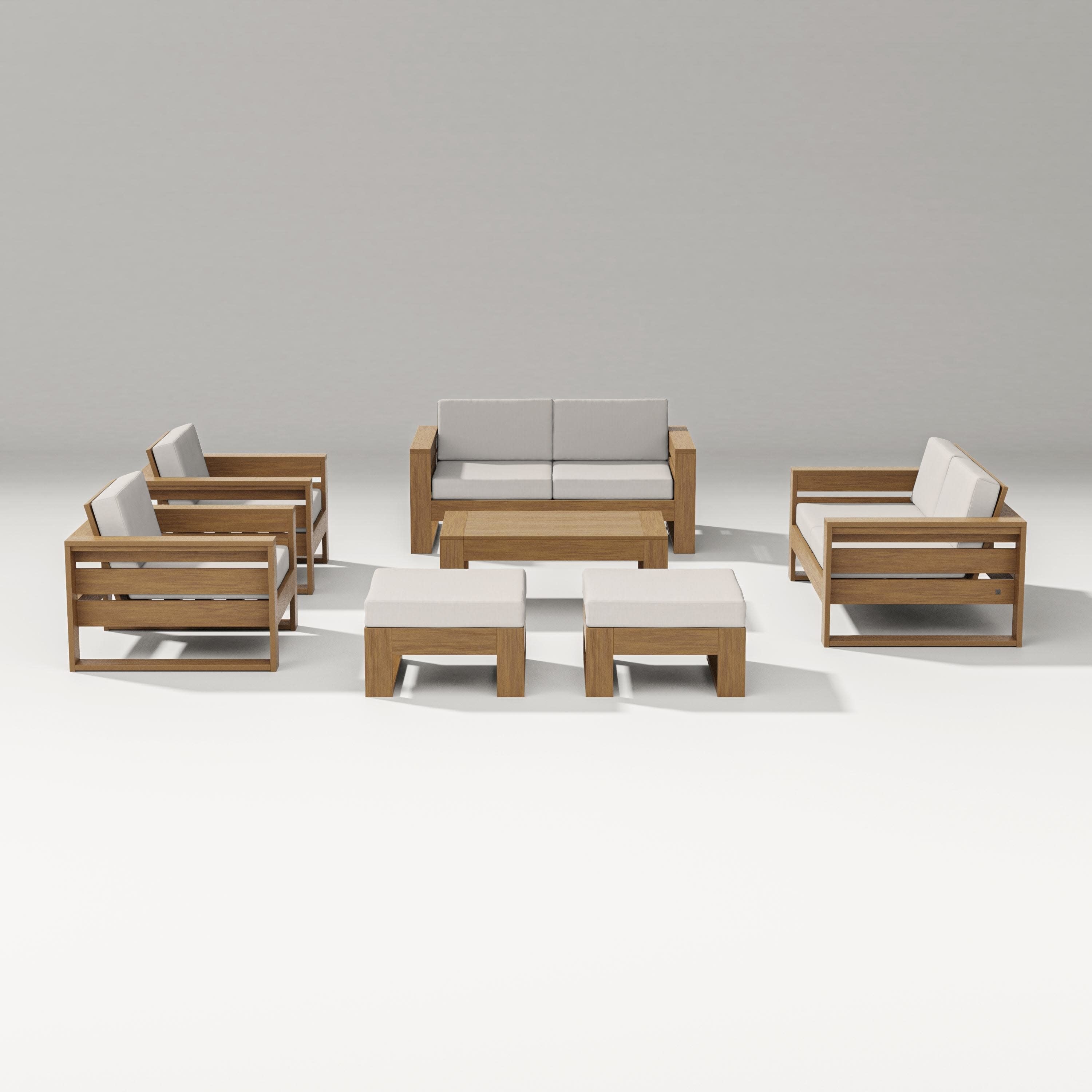 Latitude 7-Piece Lounge Loveseat Set in Natural / Cast Ash