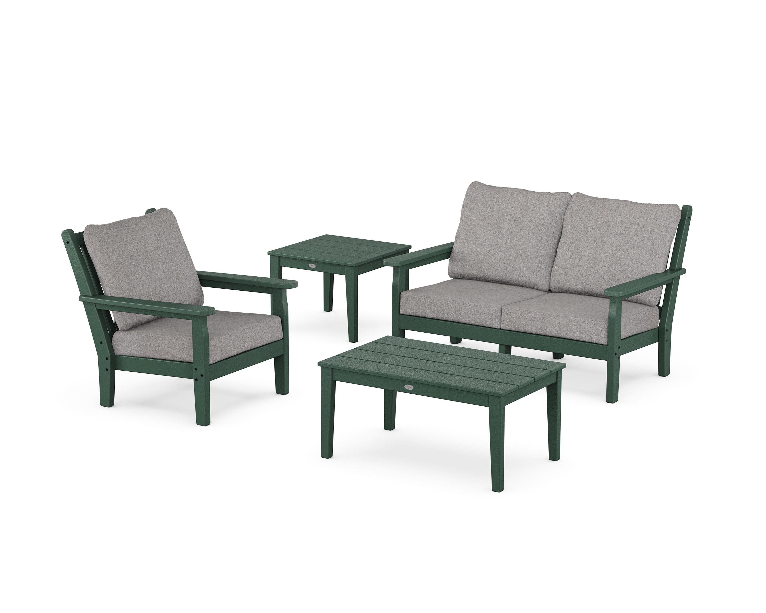 Chippendale 4-Piece Deep Seating Set in Green / Grey Mist