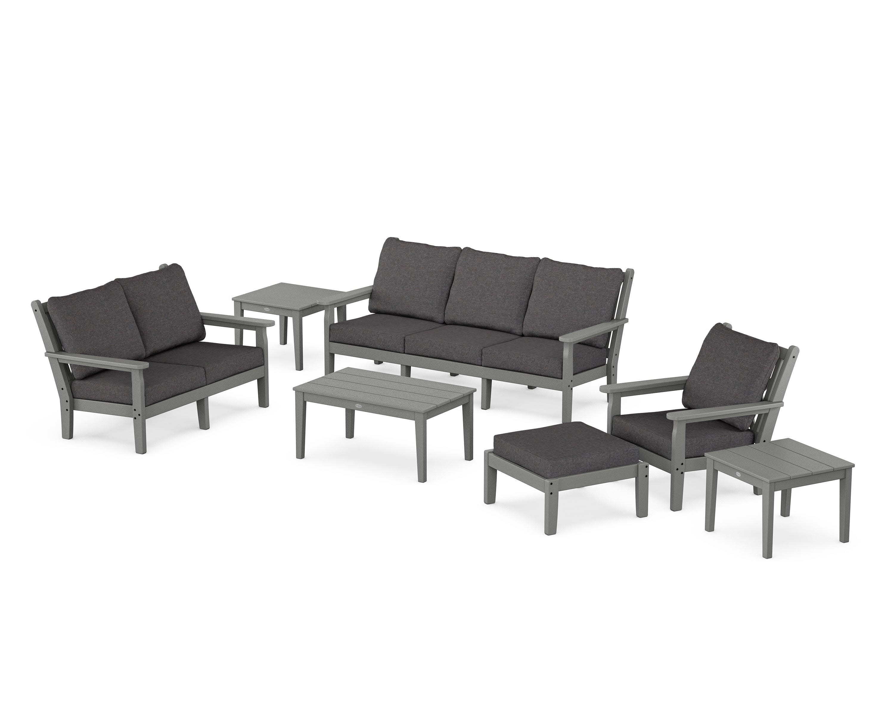 Chippendale 7-Piece Deep Seating Set in Slate Grey / Ash Charcoal