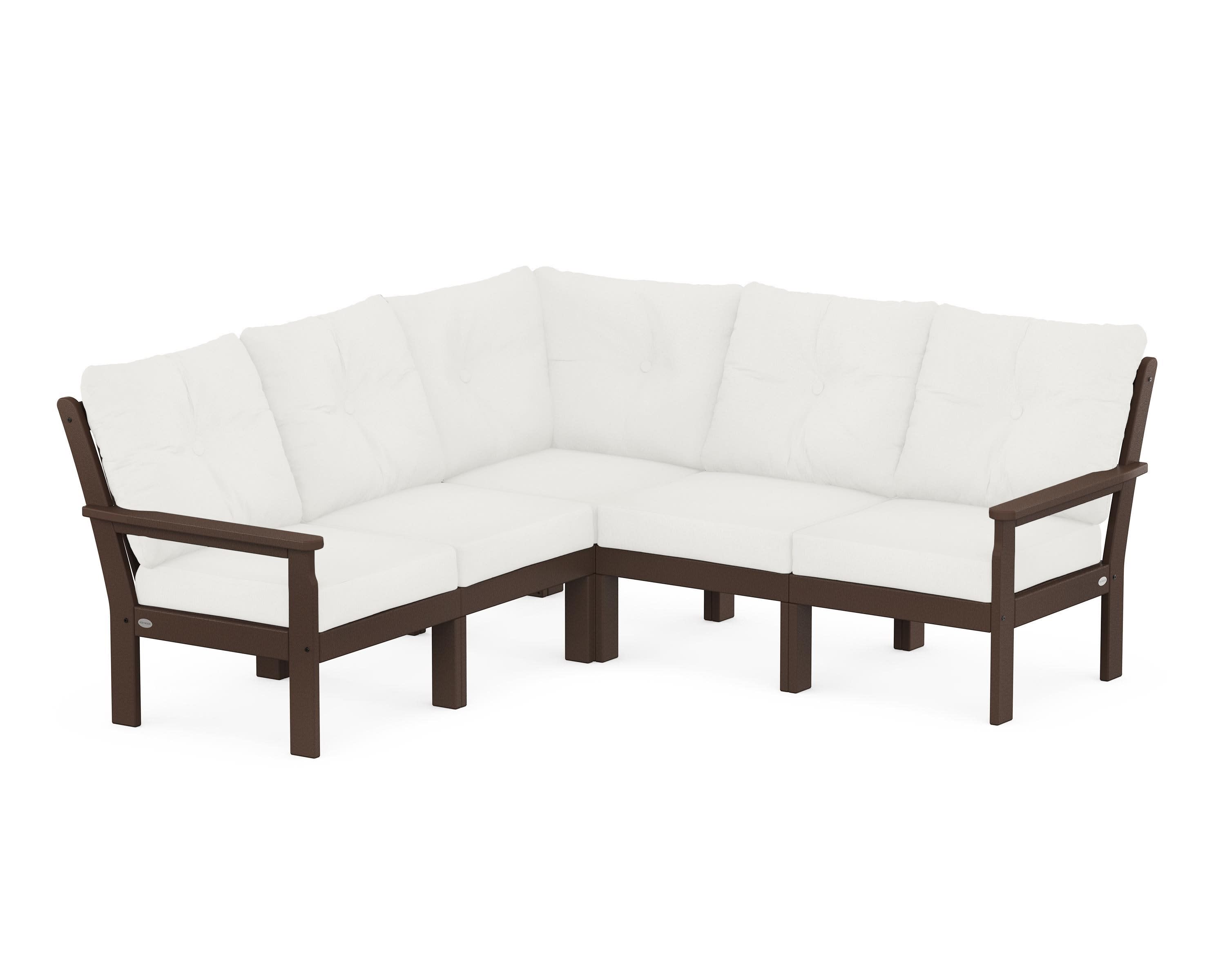 Vineyard 5-Piece Sectional in Mahogany / Natural Linen