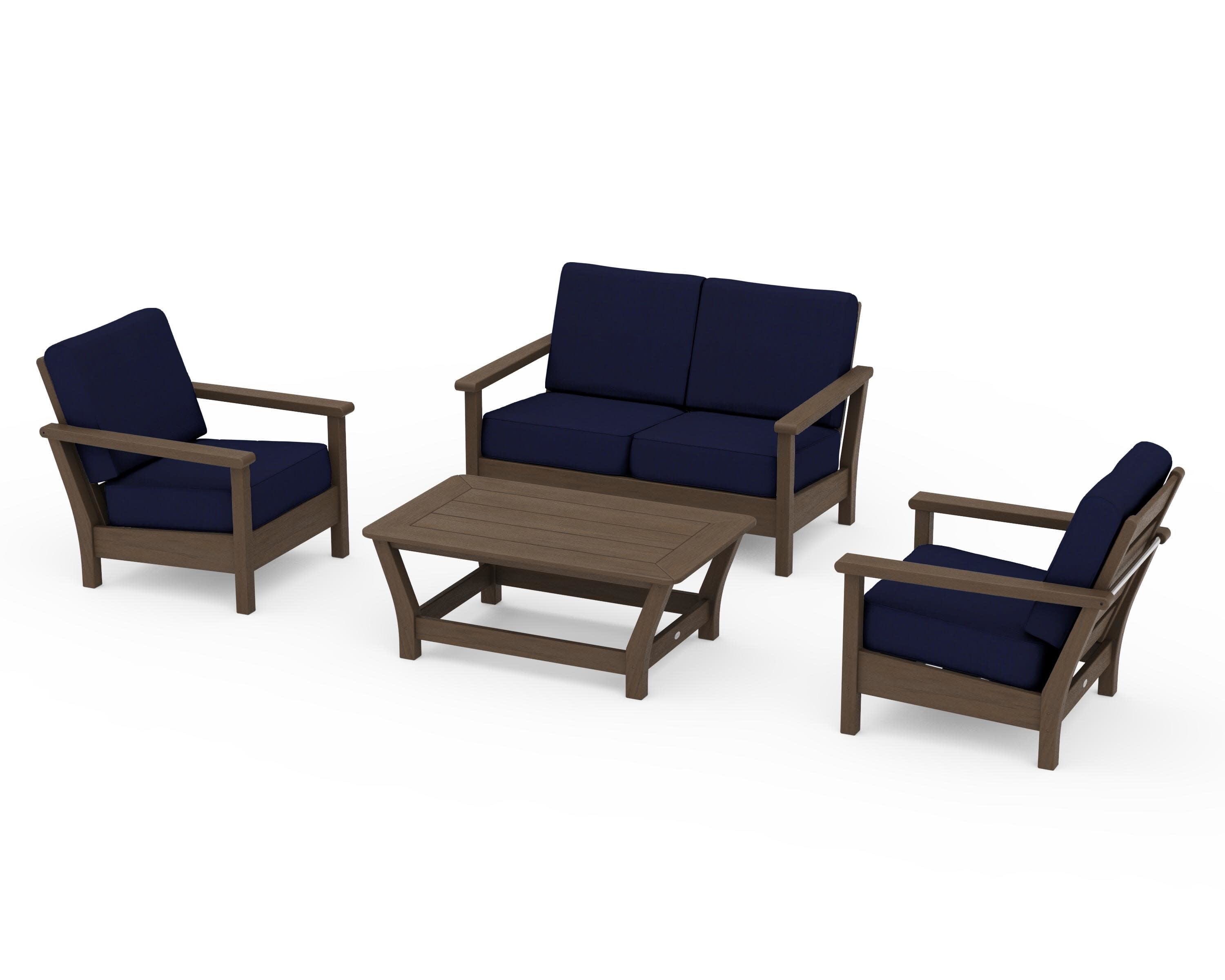 Harbour 4-Piece Deep Seating Set in Kona / Navy