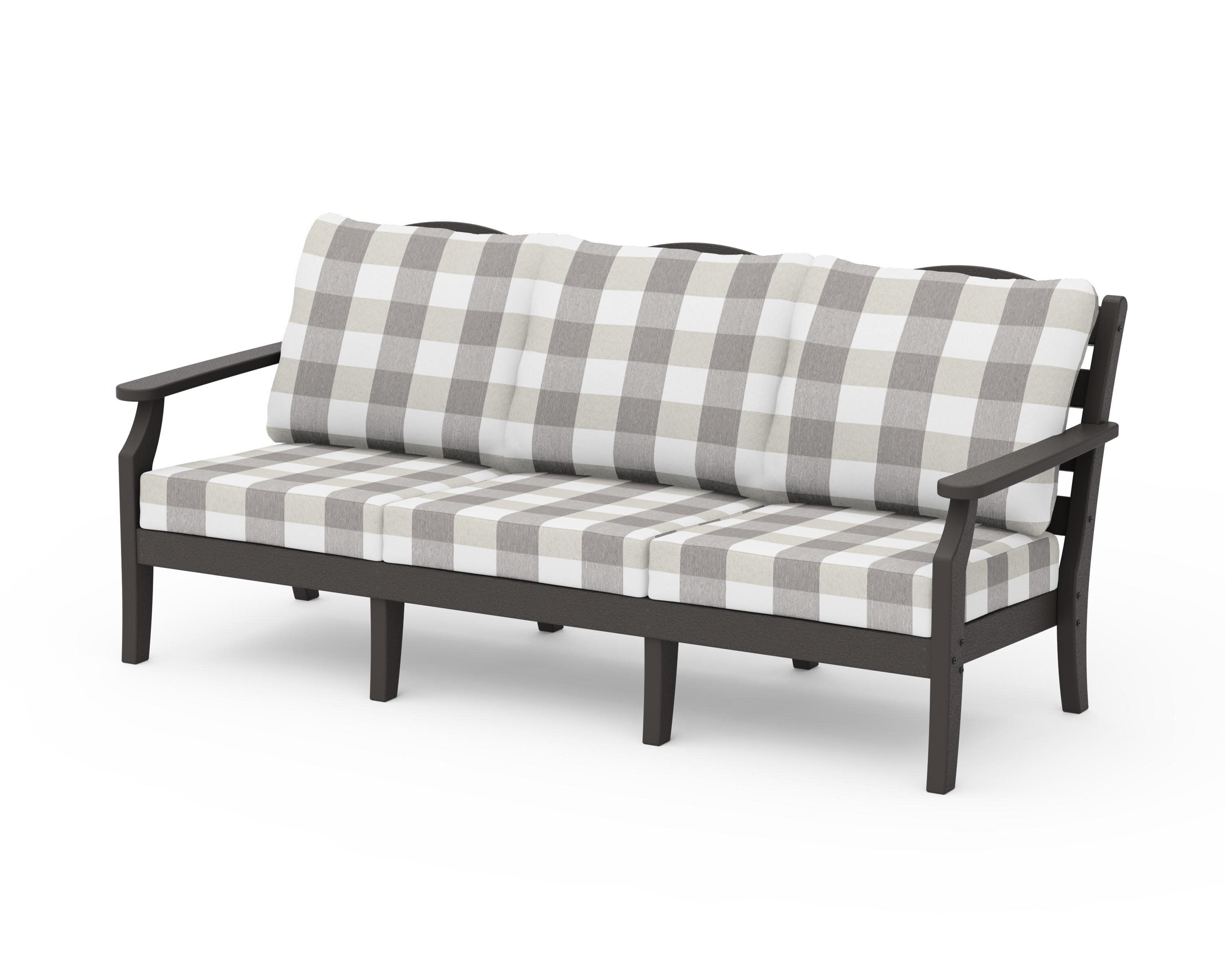 Savannah Deep Seating Sofa in Vintage Coffee / Buffalo Plaid Grey Mist