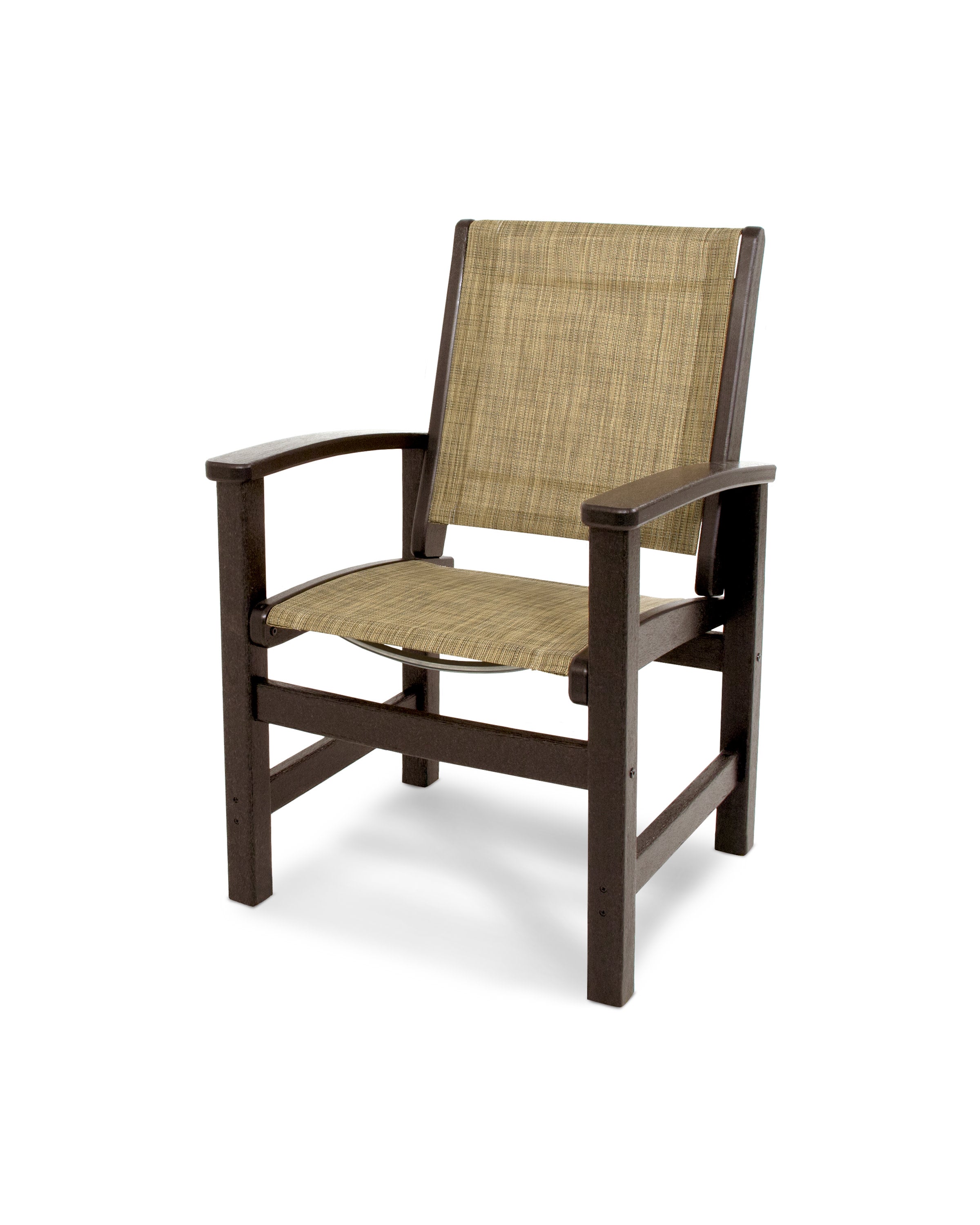 Coastal Dining Chair in Mahogany / Burlap Sling