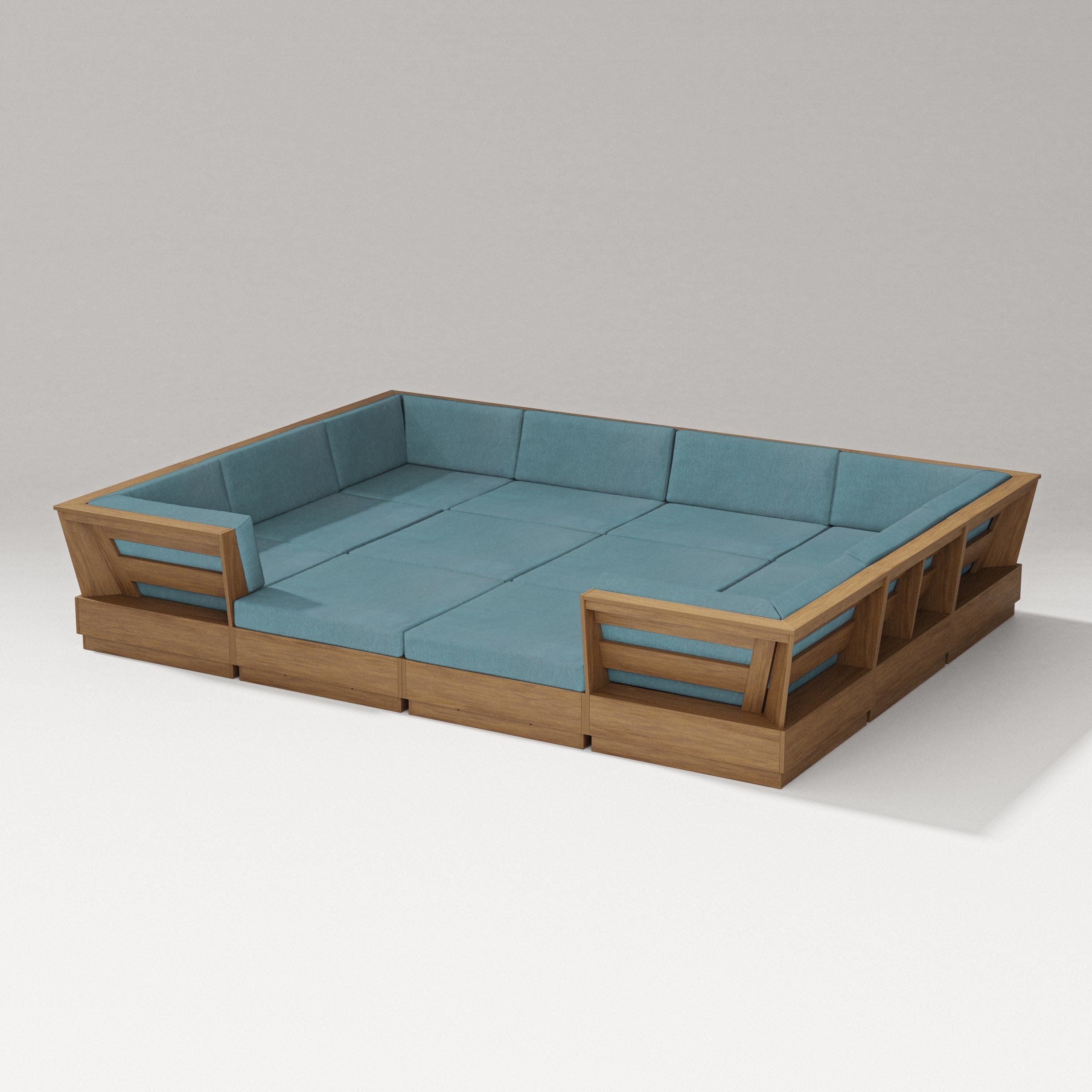 Elevate 12-Piece Pit Sectional in Natural / Ocean Teal