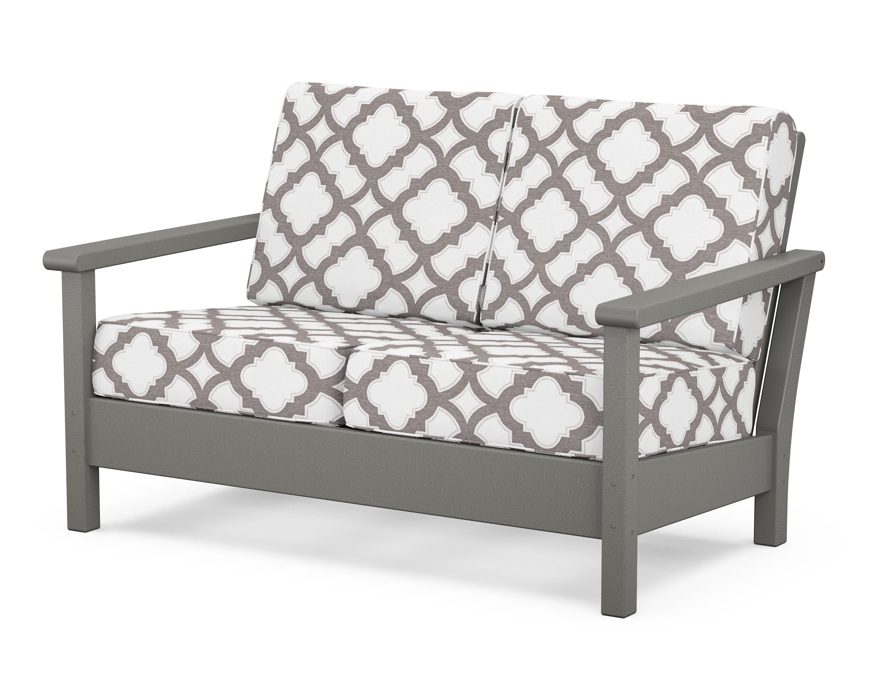 Harbour Deep Seating Loveseat in Slate Grey / Trellis Grey Mist