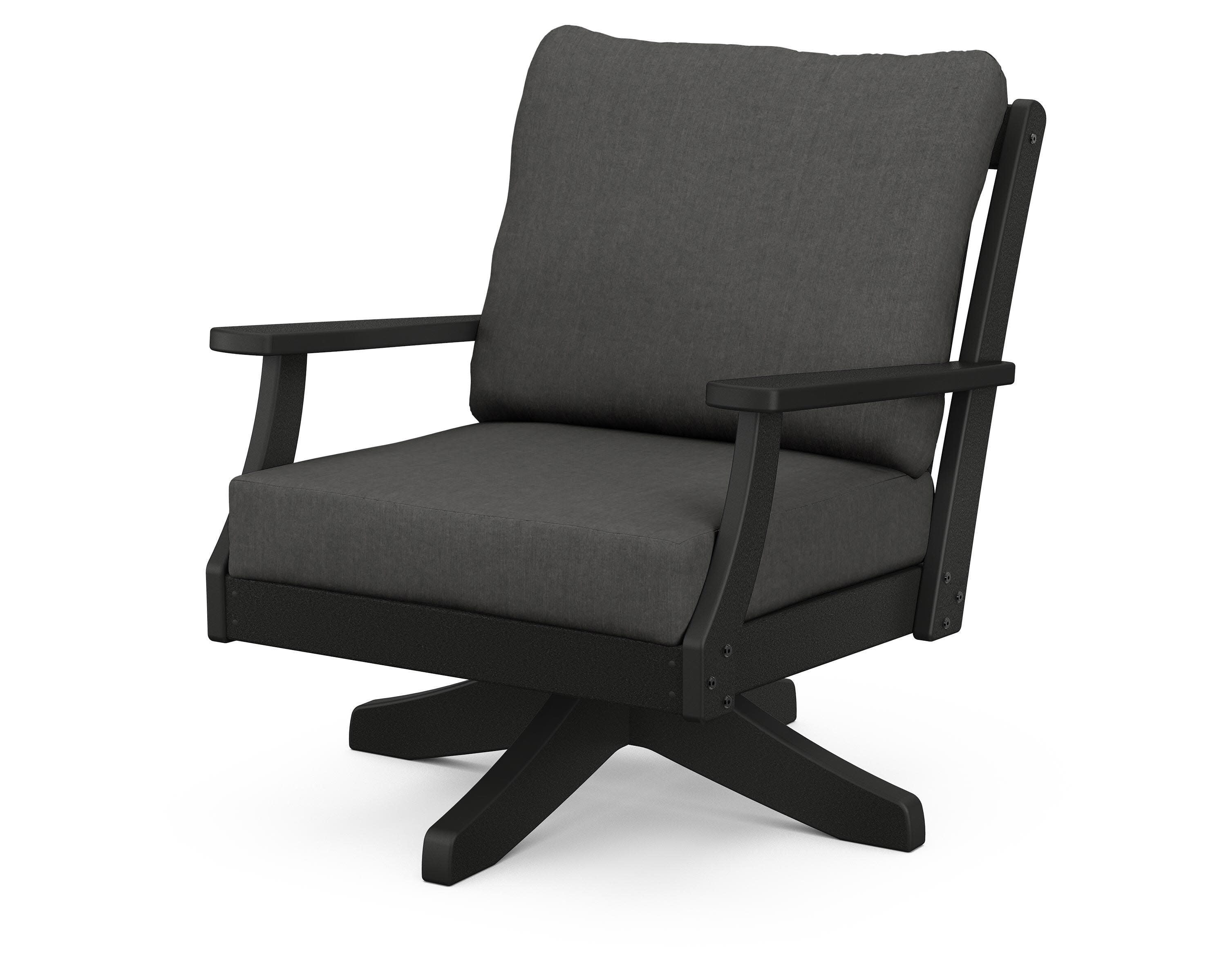 Braxton Deep Seating Swivel Chair in Black / Spectrum Carbon