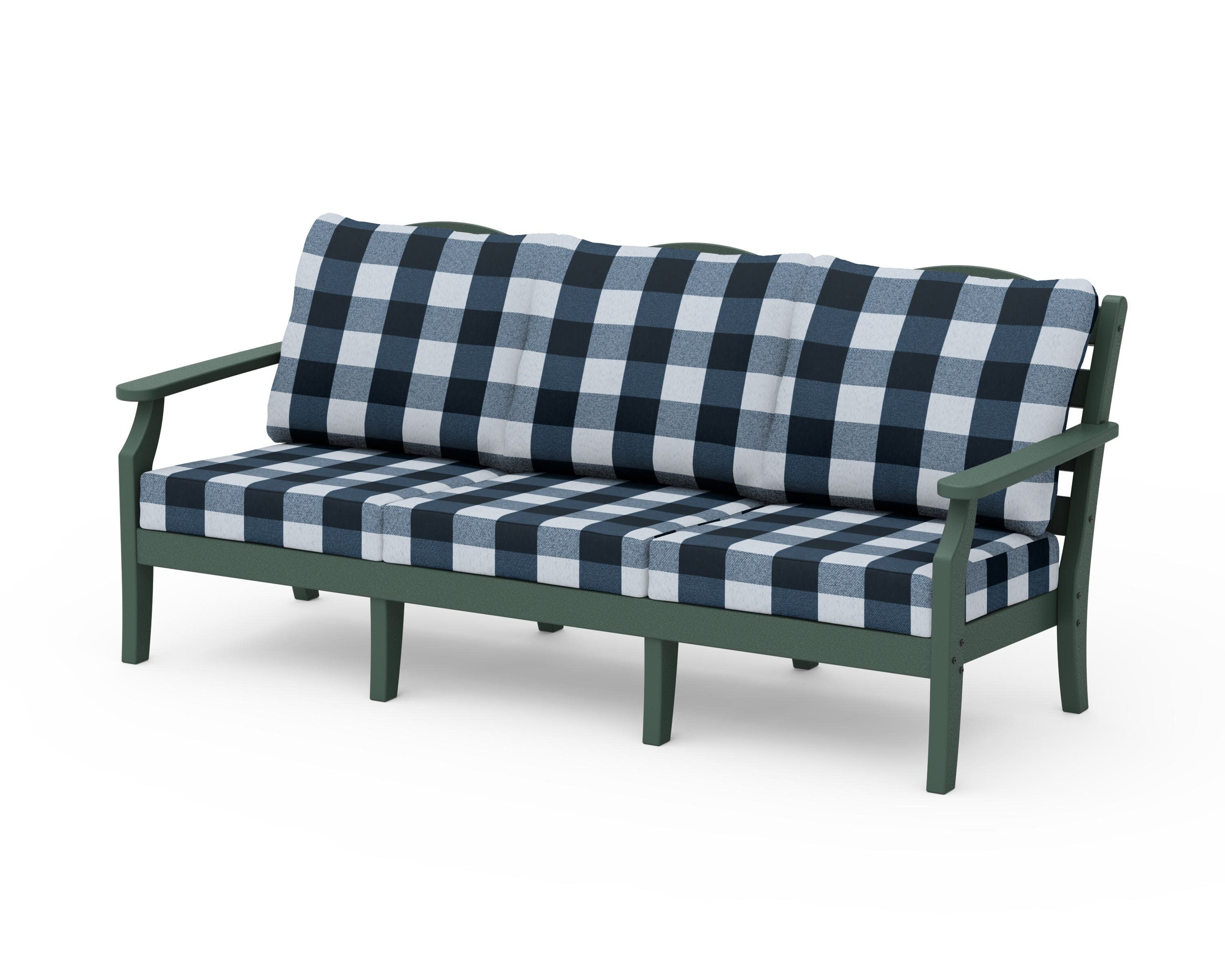 Savannah Deep Seating Sofa in Green / Buffalo Plaid Marine Indigo