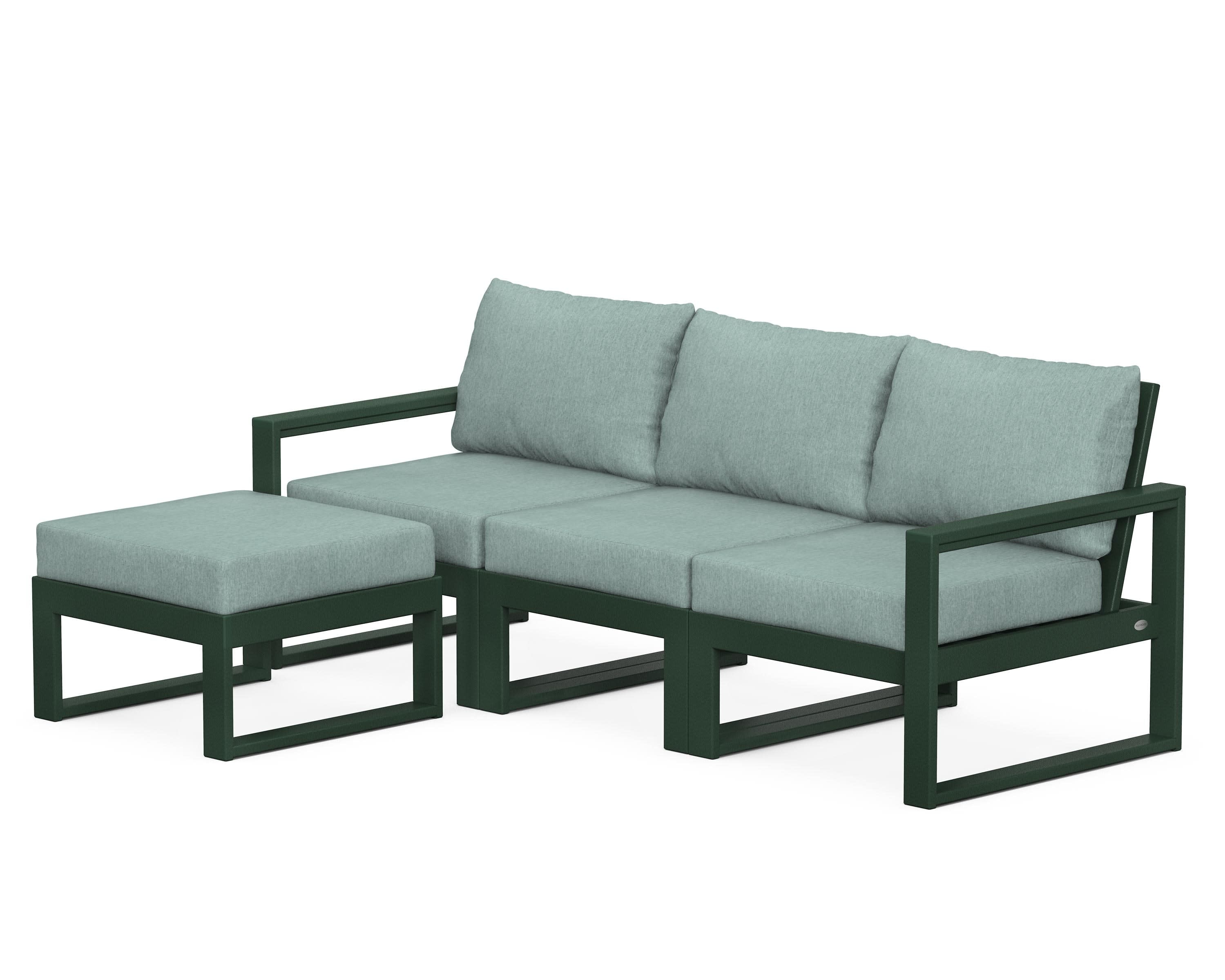 EDGE 4-Piece Modular Deep Seating Set with Ottoman in Green / Glacier Spa