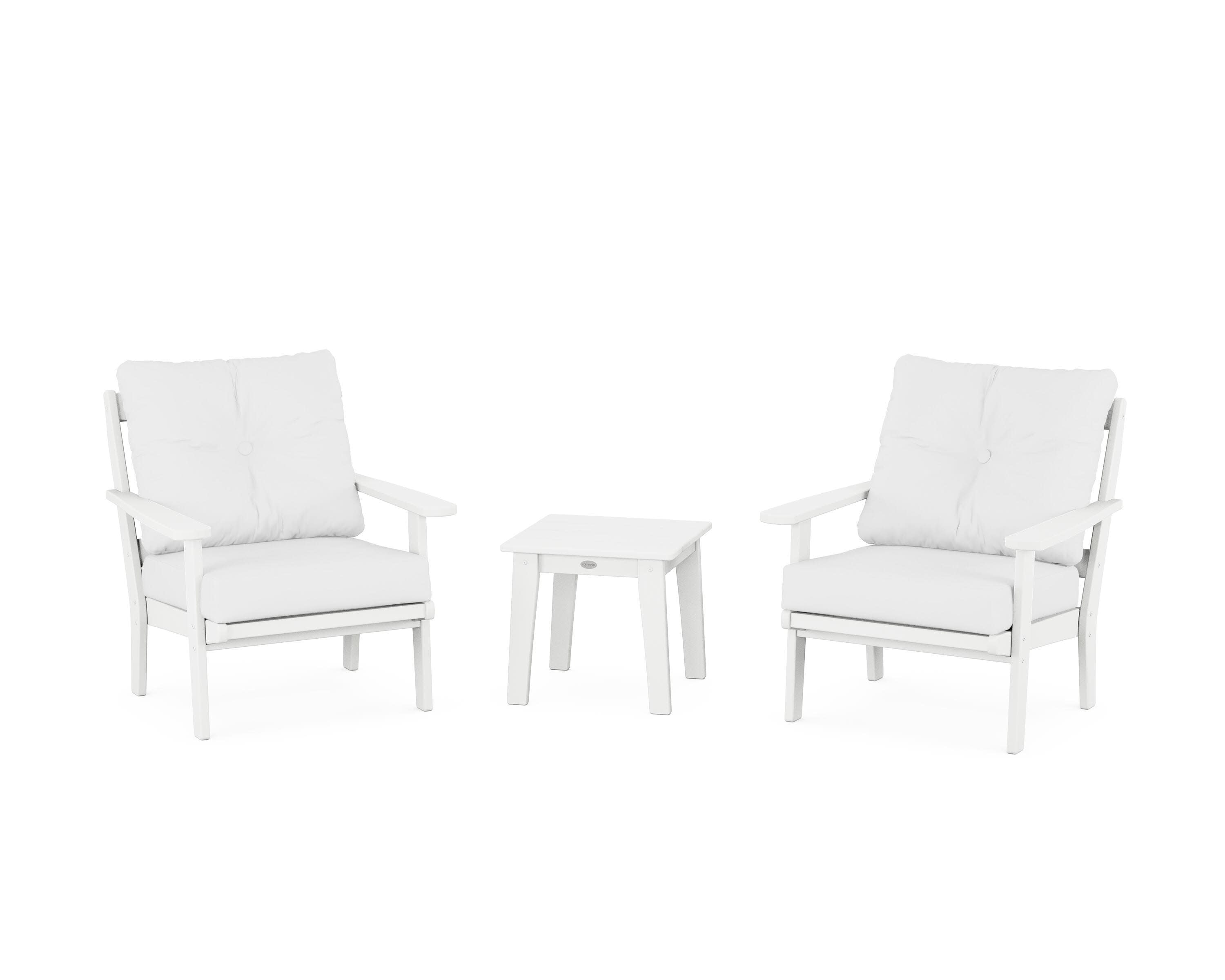 Mission 3-Piece Deep Seating Set in White / Natural