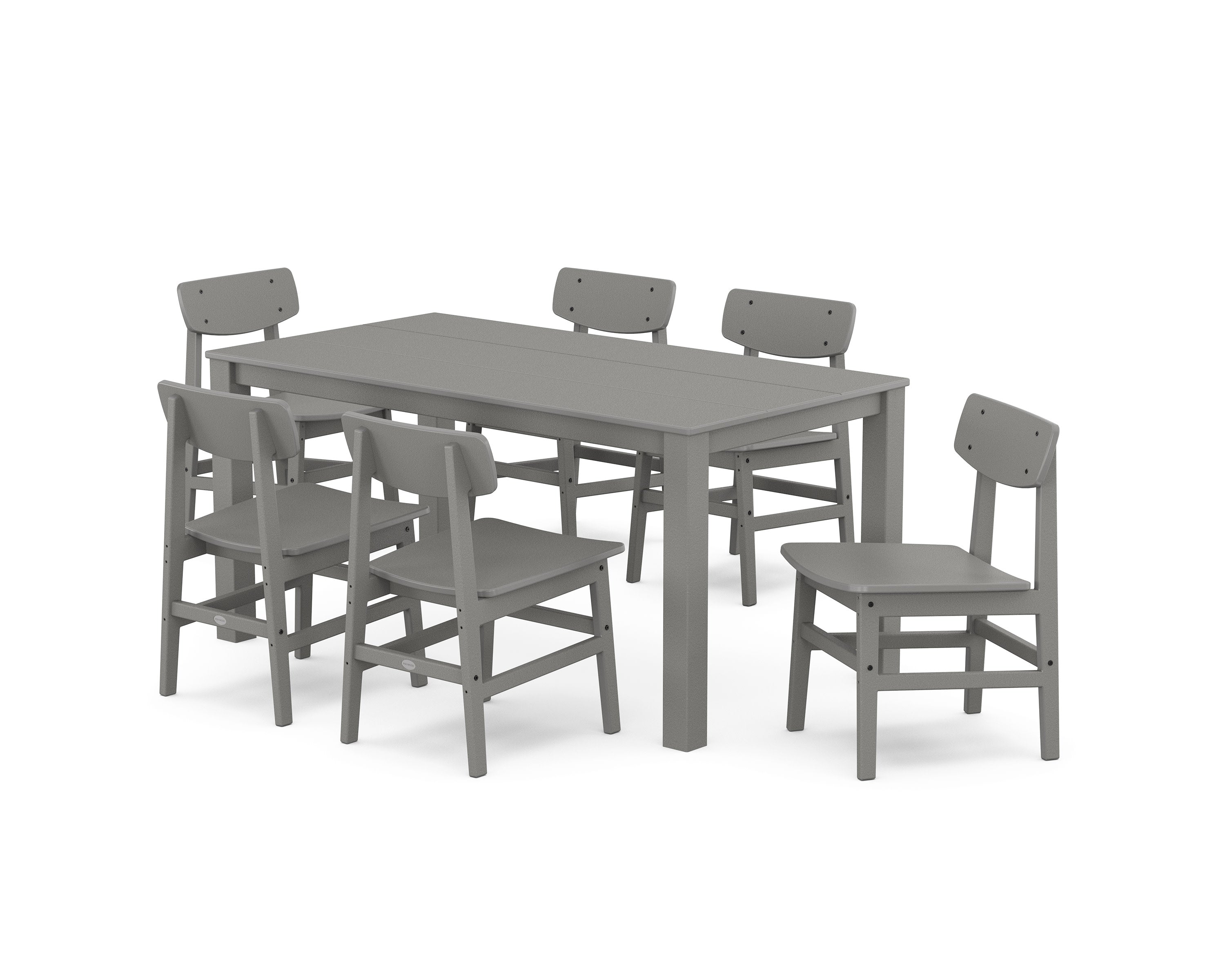 Modern Studio Urban Chair 7-Piece Parsons Table Dining Set in Slate Grey