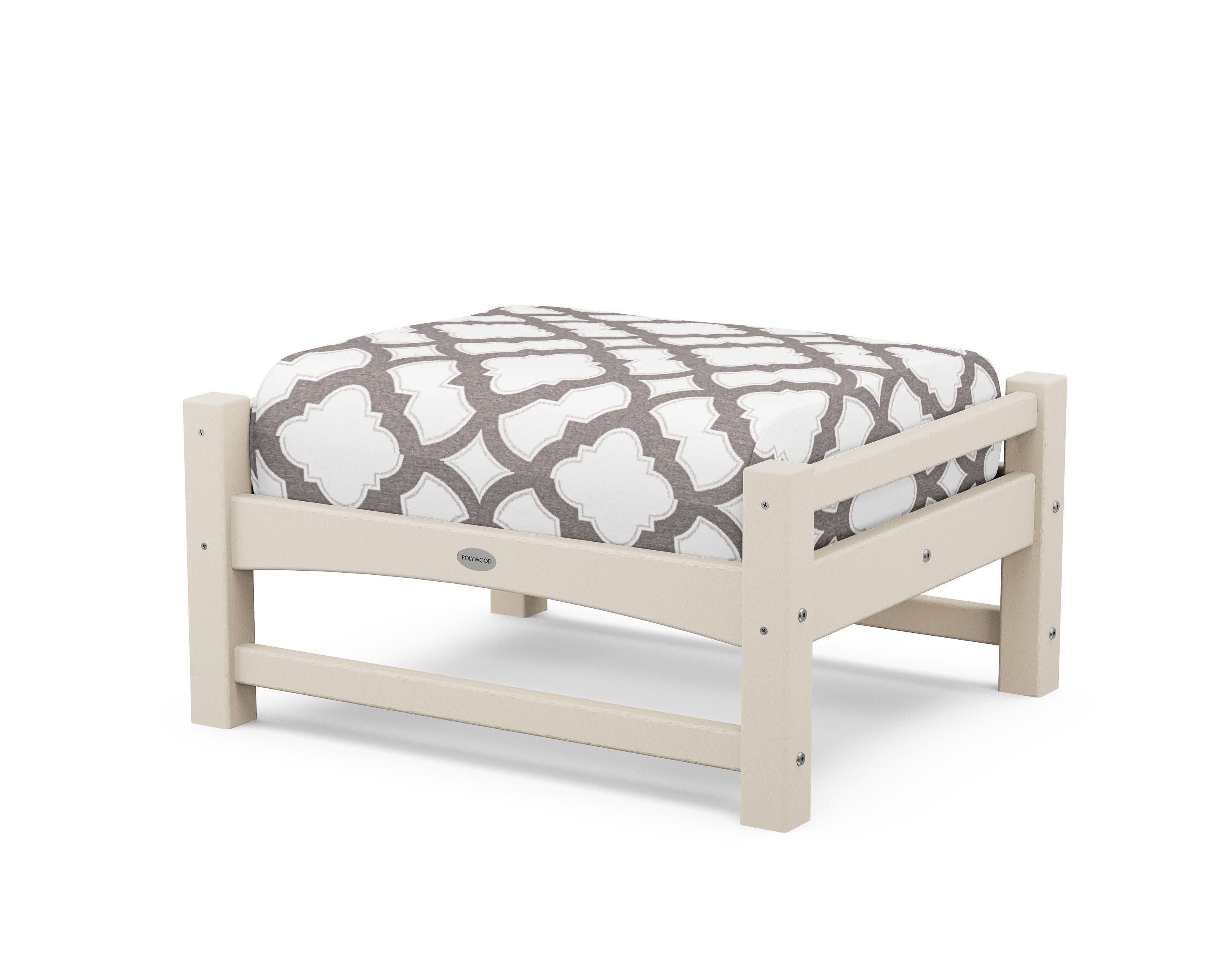 Club Ottoman in Sand / Trellis Grey Mist