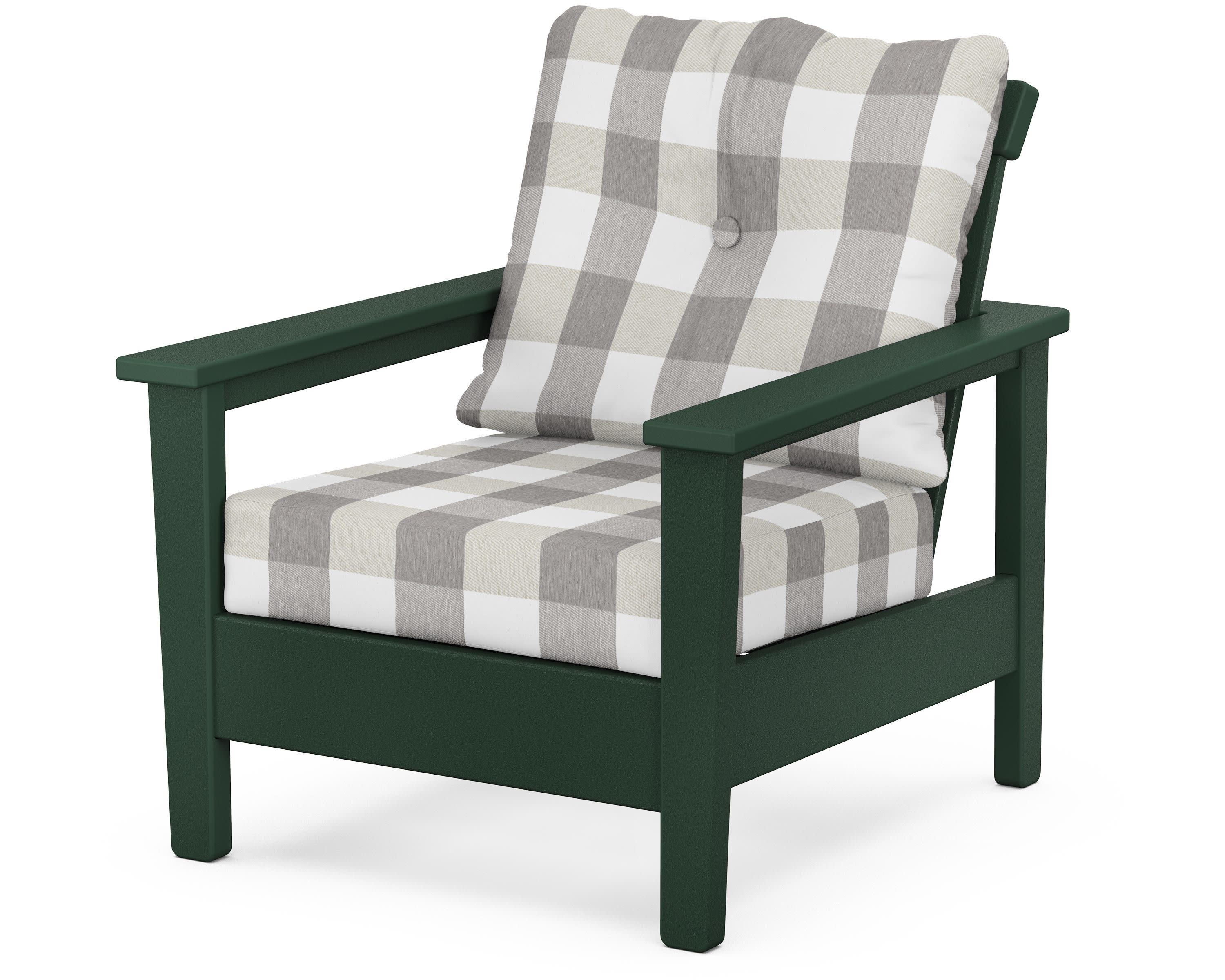 Prescott Deep Seating Chair in Green / Buffalo Plaid Grey Mist
