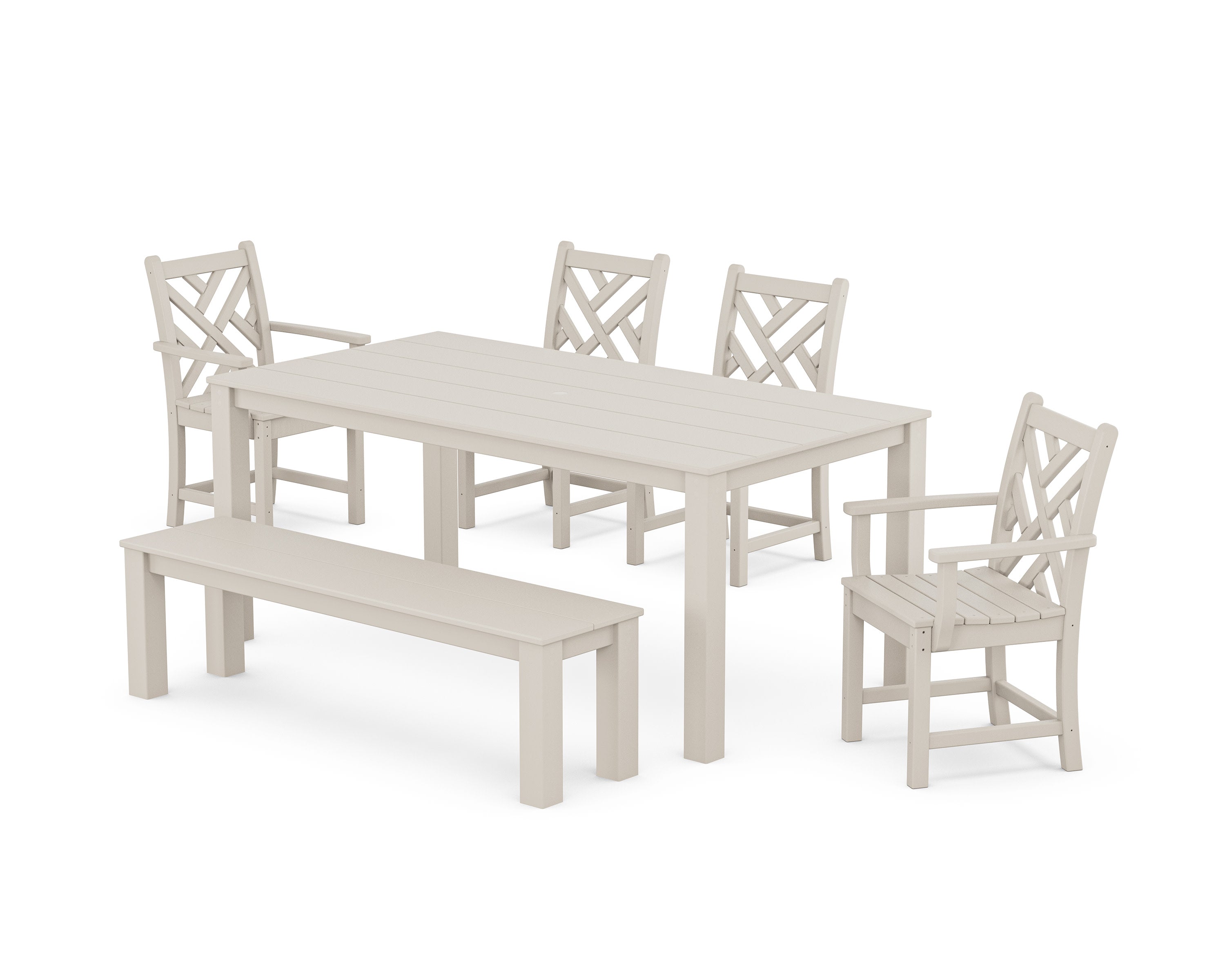 Chippendale 6-Piece Parsons Dining Set with Bench in Sand