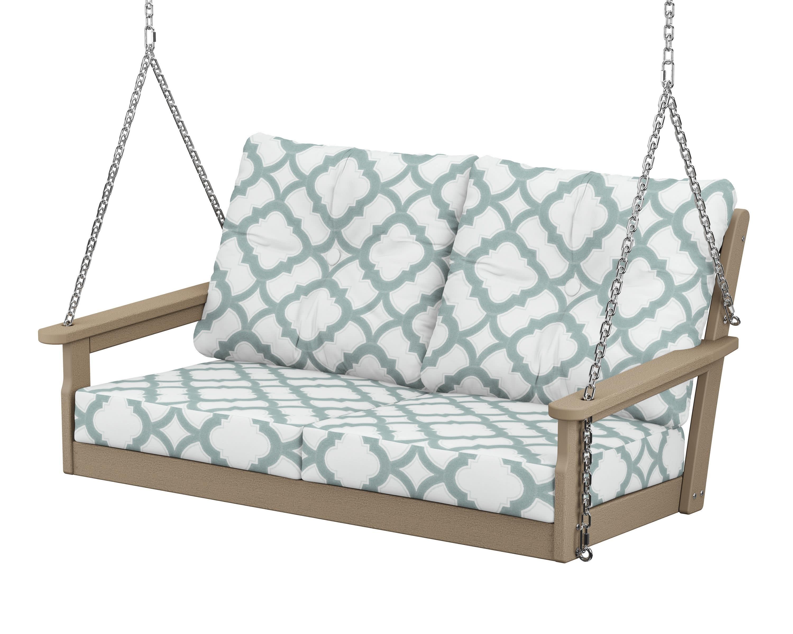 Vineyard Deep Seating Swing in Vintage Sahara / Trellis Glacier Spa
