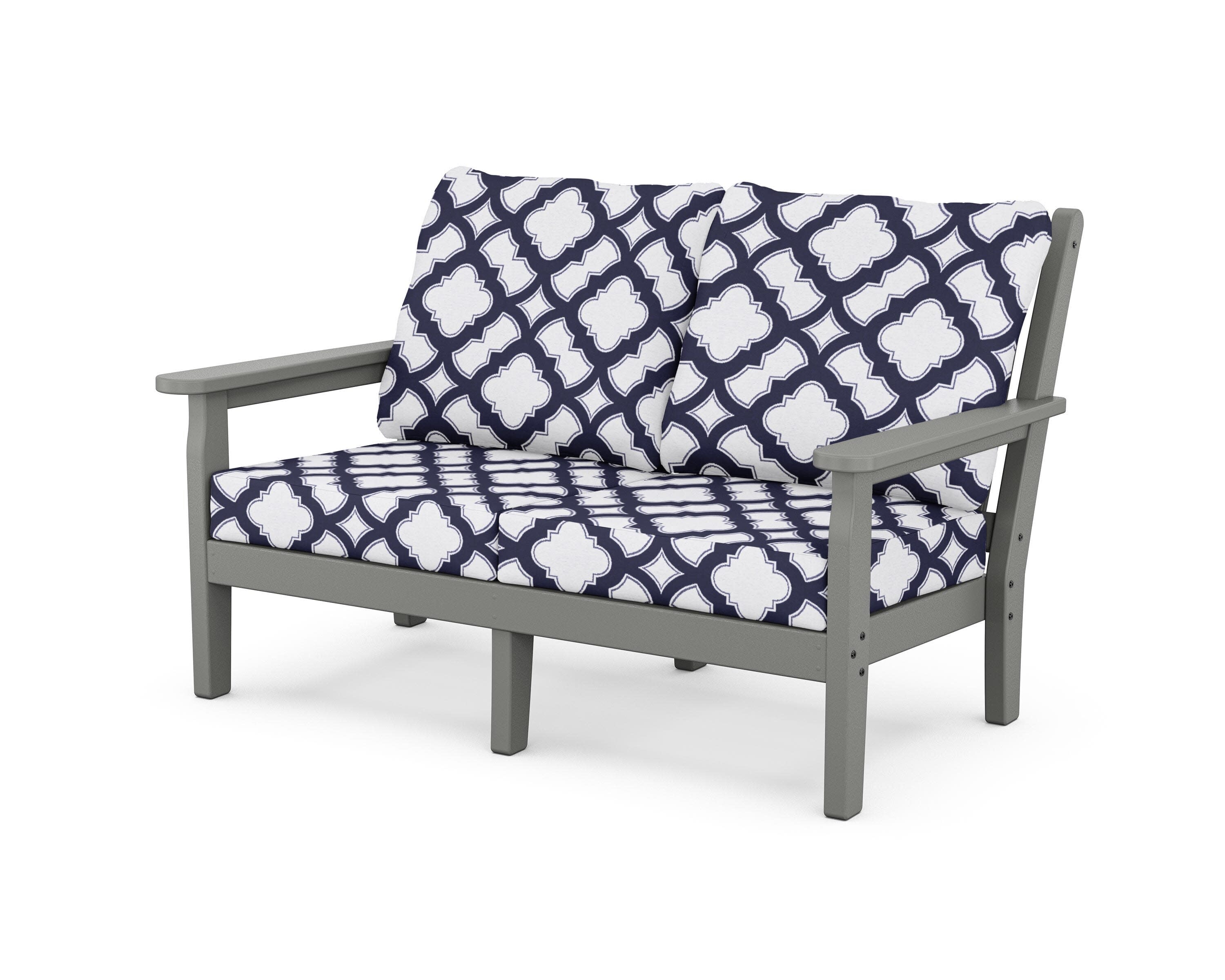 Chippendale Deep Seating Loveseat in Slate Grey / Trellis Navy