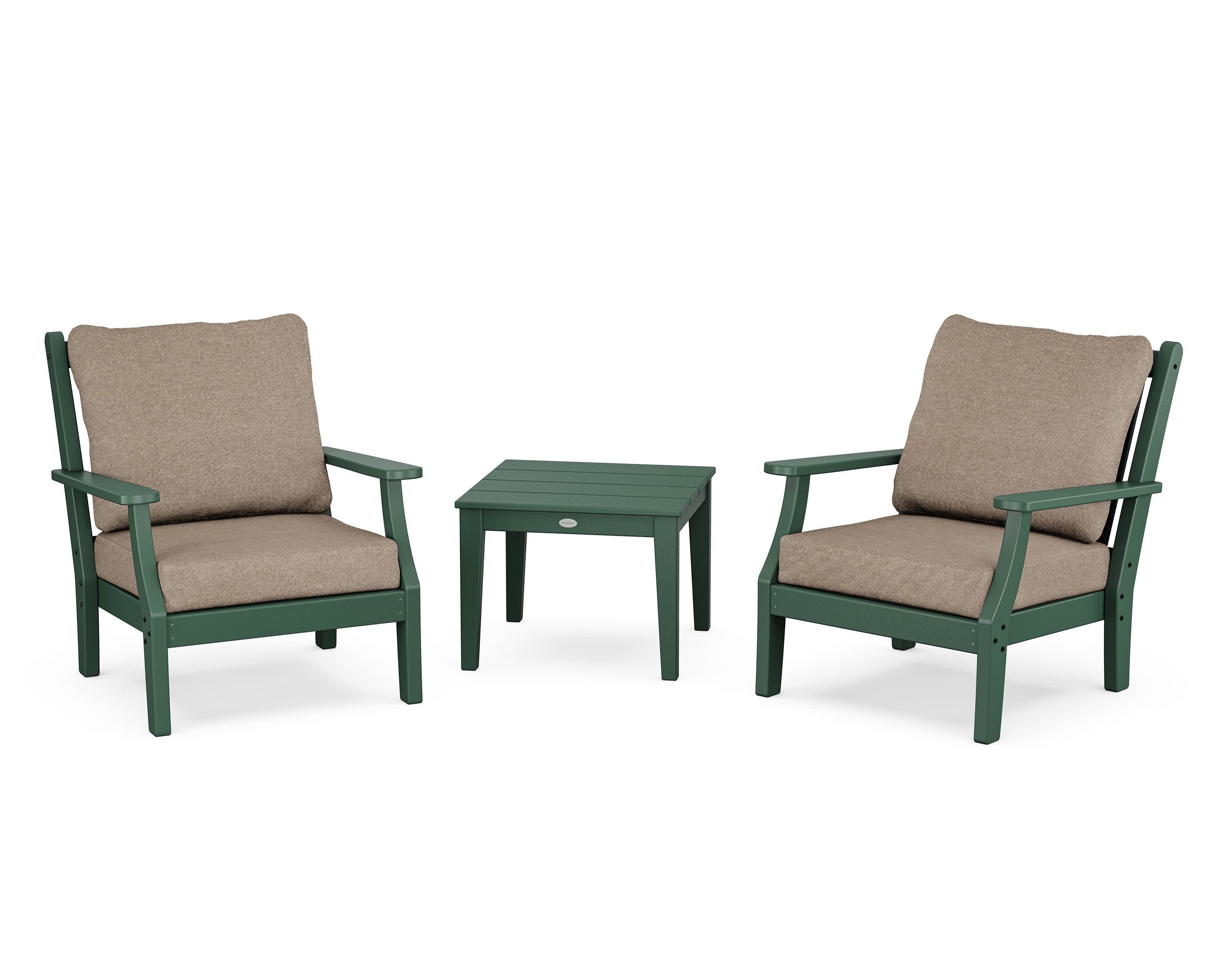 Wovendale 3-Piece Deep Seating Set in Green / Spiced Burlap