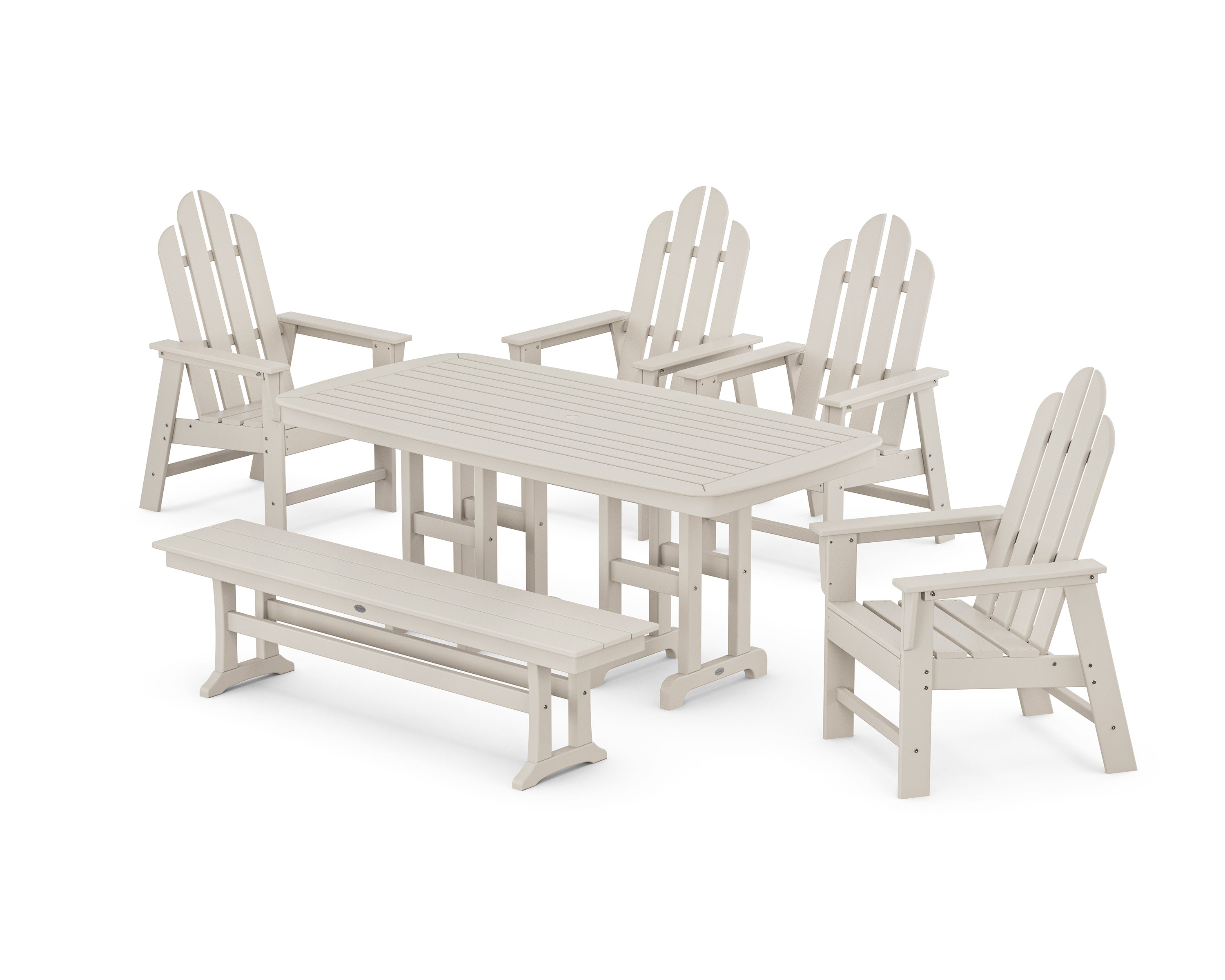 Long Island 6-Piece Dining Set with Bench in Sand