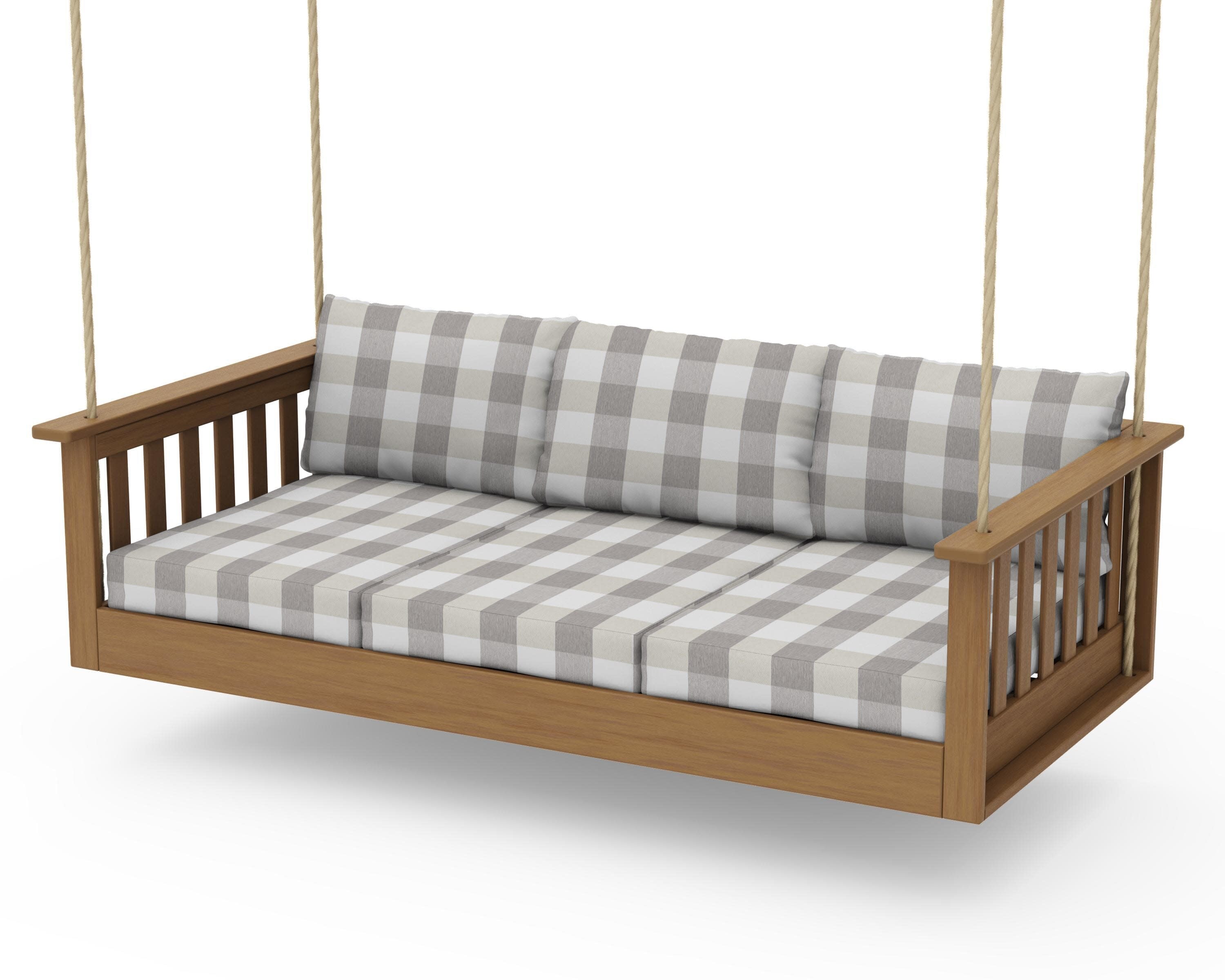 Vineyard Daybed Swing in Natural / Buffalo Plaid Grey Mist