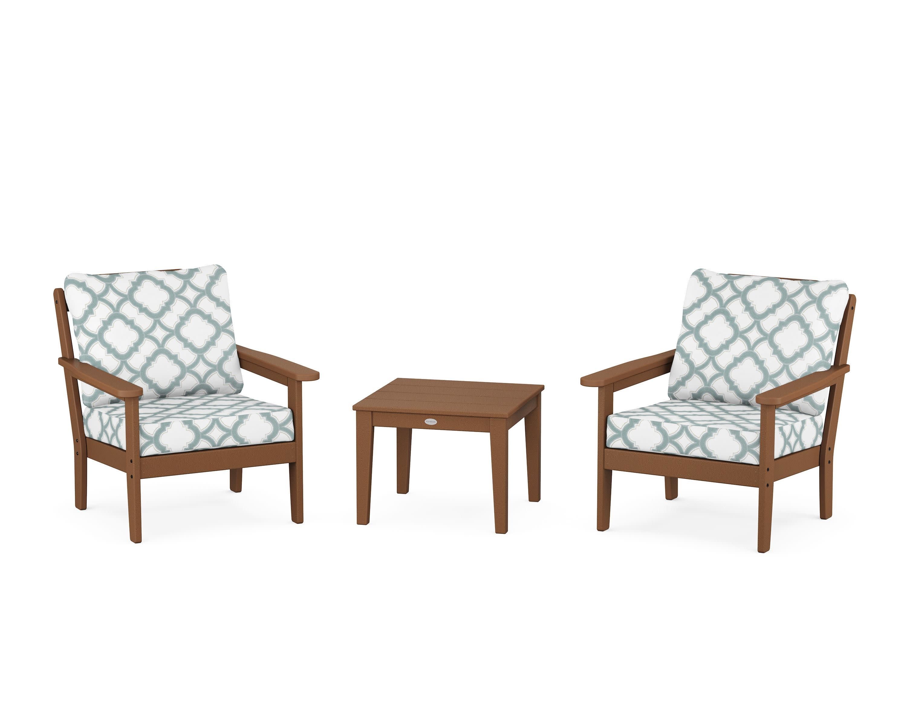 Cottage 3-Piece Deep Seating Set in Teak / Trellis Glacier Spa