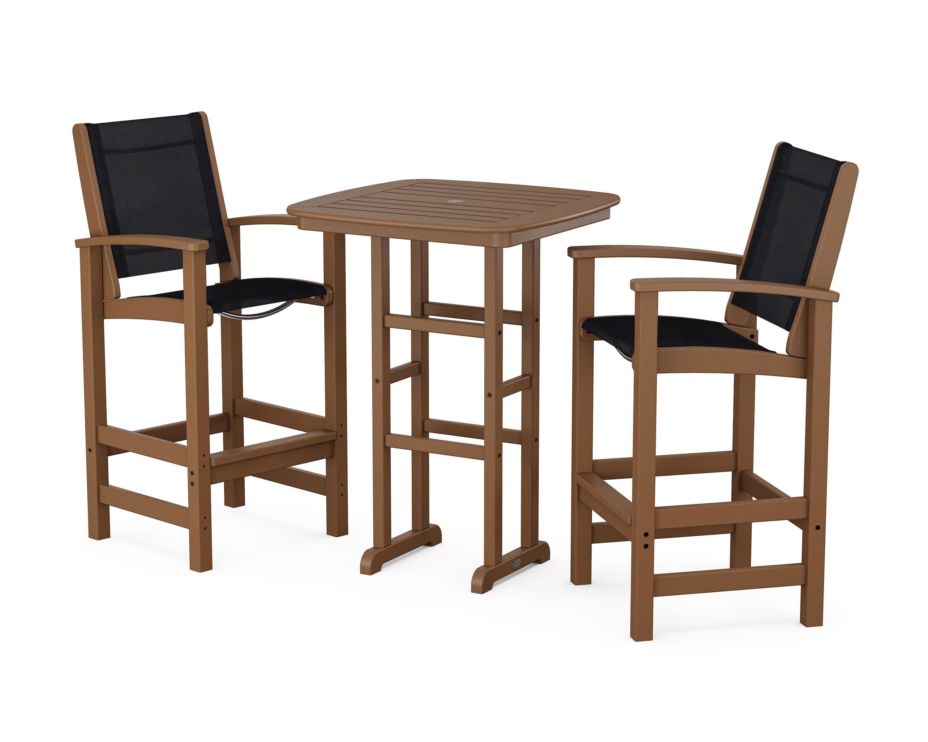 Coastal 3-Piece Bar Set in Teak / Black Sling