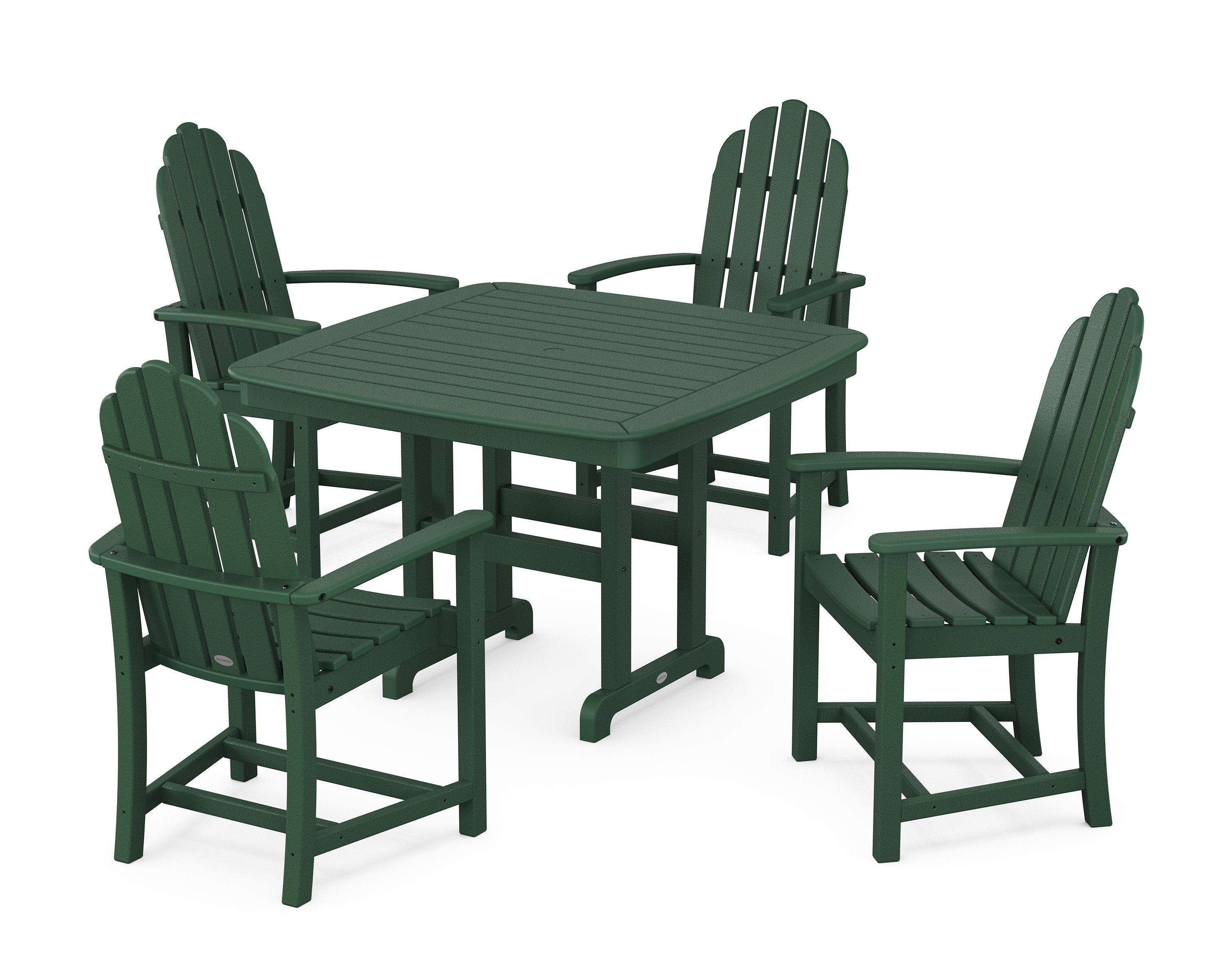 Classic Adirondack 5-Piece Dining Set with Trestle Legs in Green