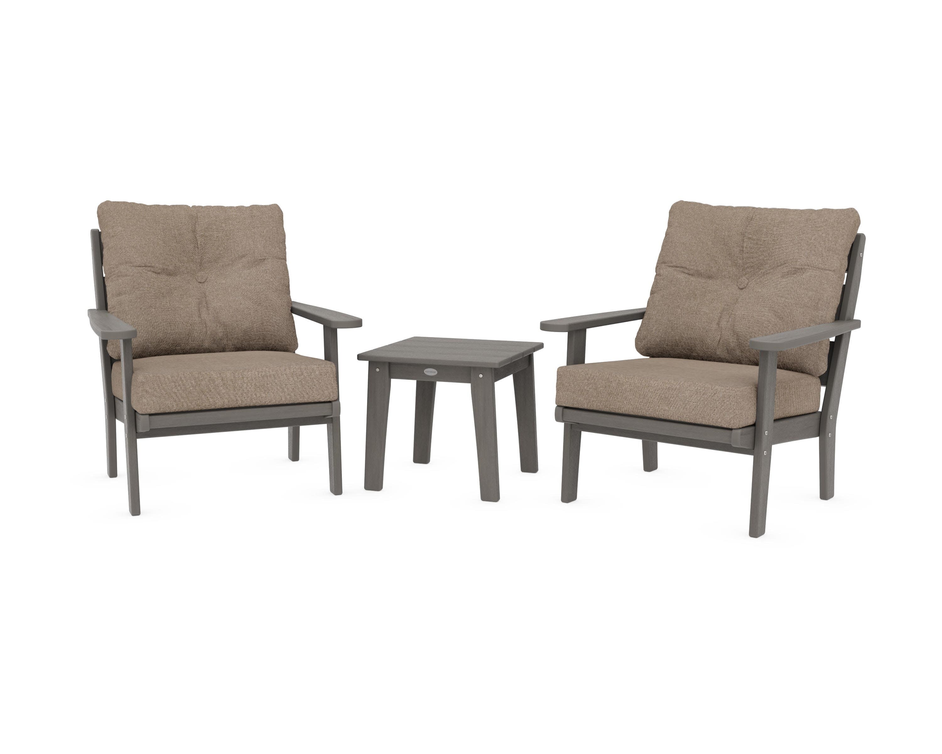 Lakeside 3-Piece Deep Seating Chair Set in Driftwood / Spiced Burlap