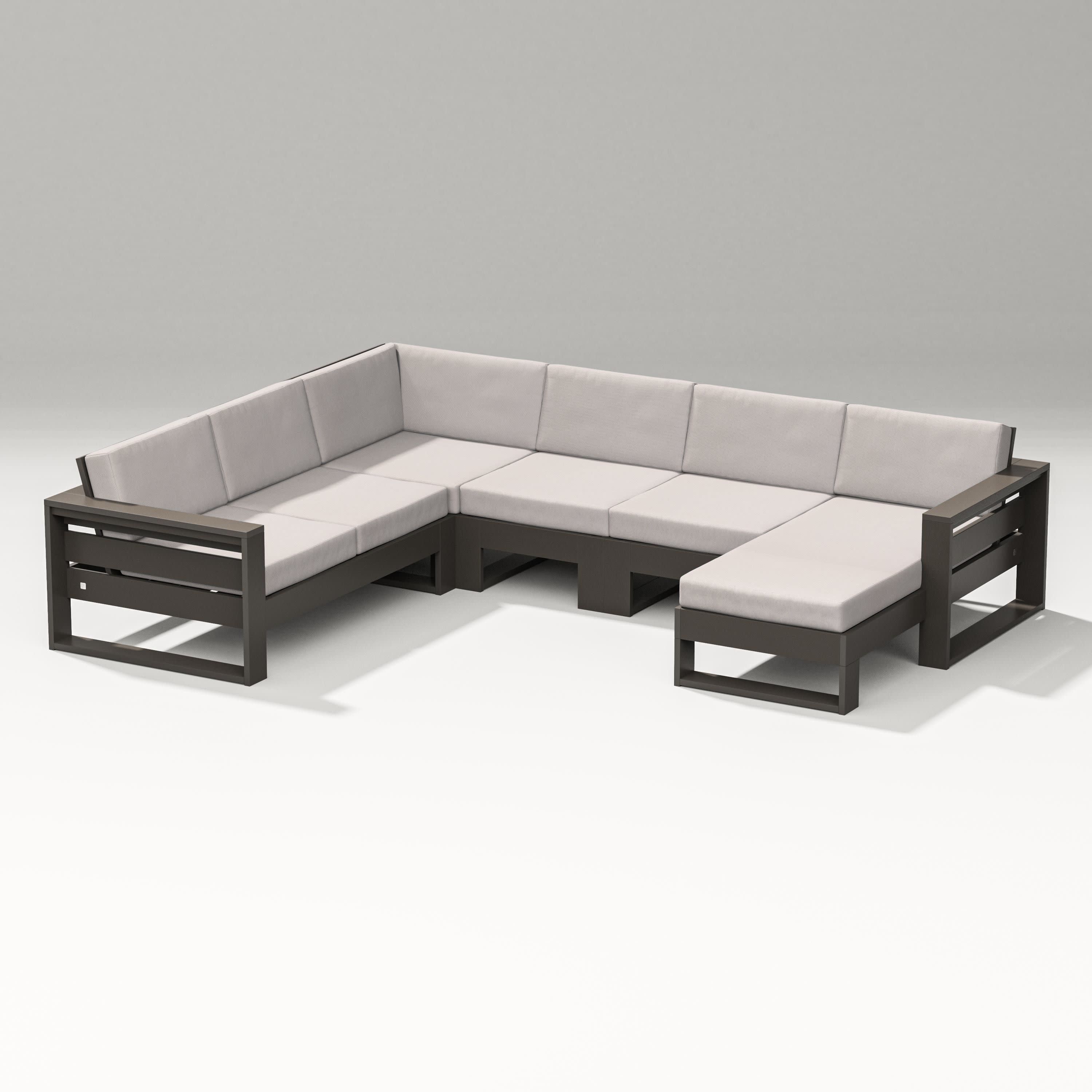 Latitude Corner Sectional with Right Chaise in Vintage Coffee / Dune Burlap