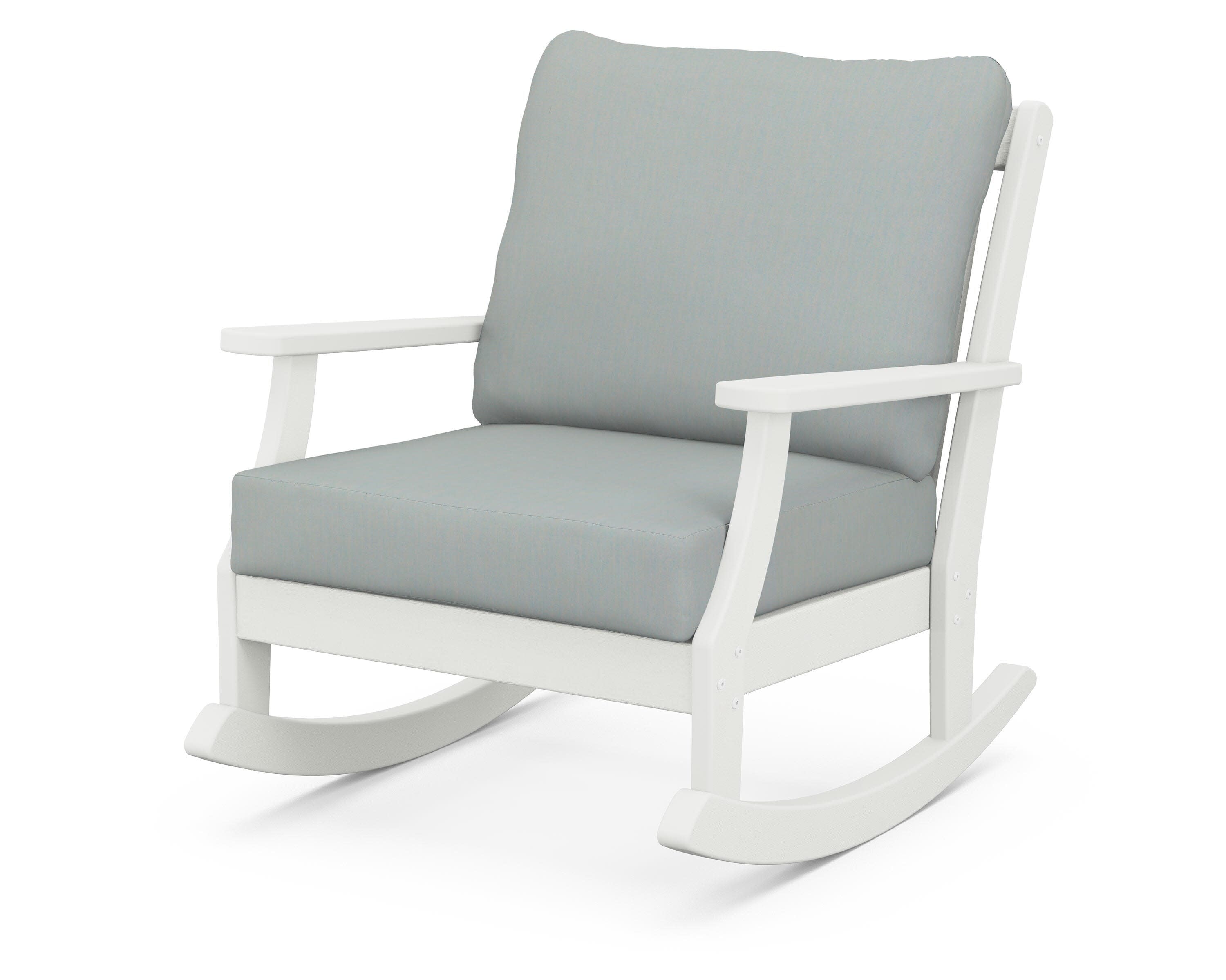 Braxton Deep Seating Rocking Chair in Vintage White / Spa