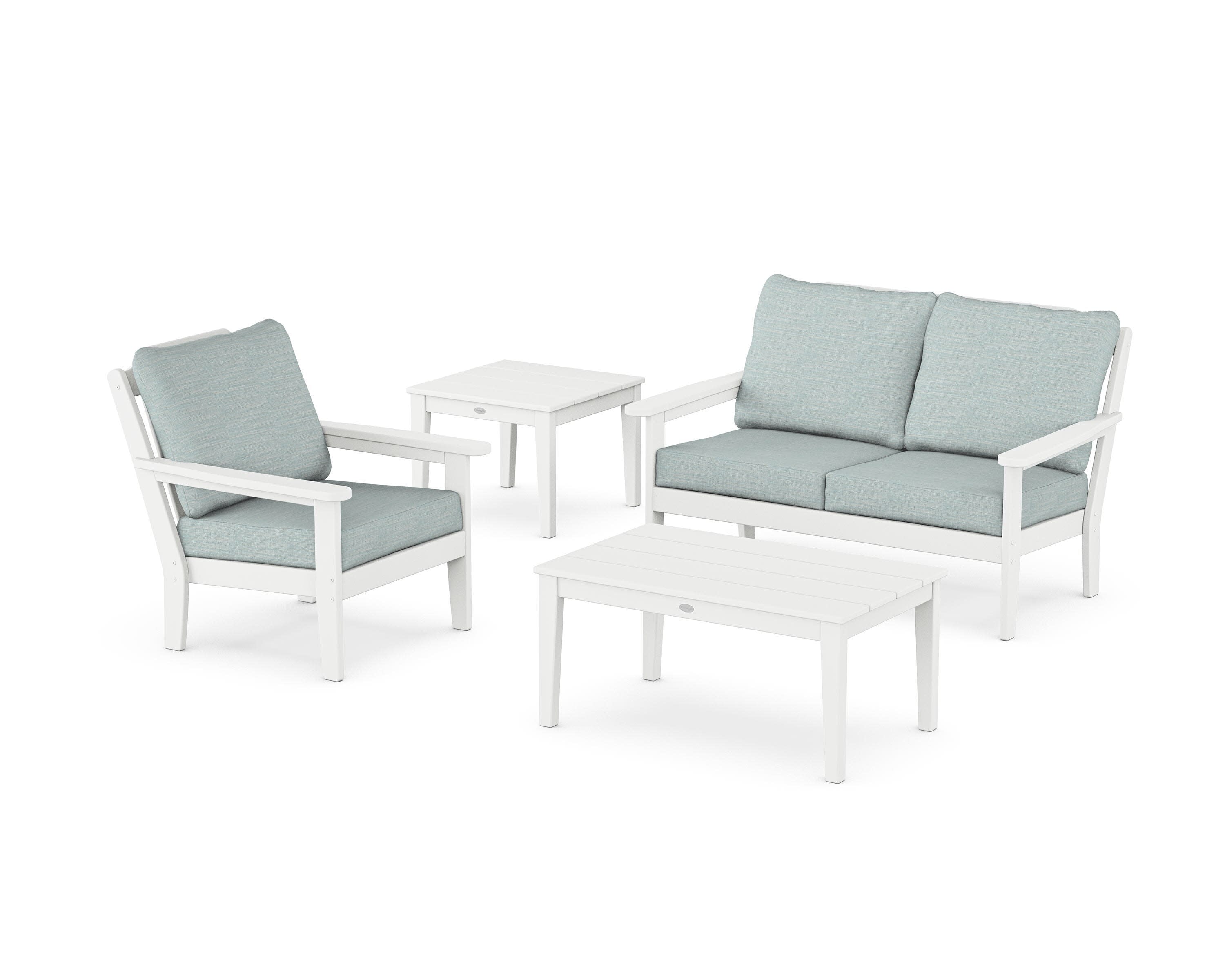 Wovendale 4-Piece Deep Seating Set in White / Soothe Mist