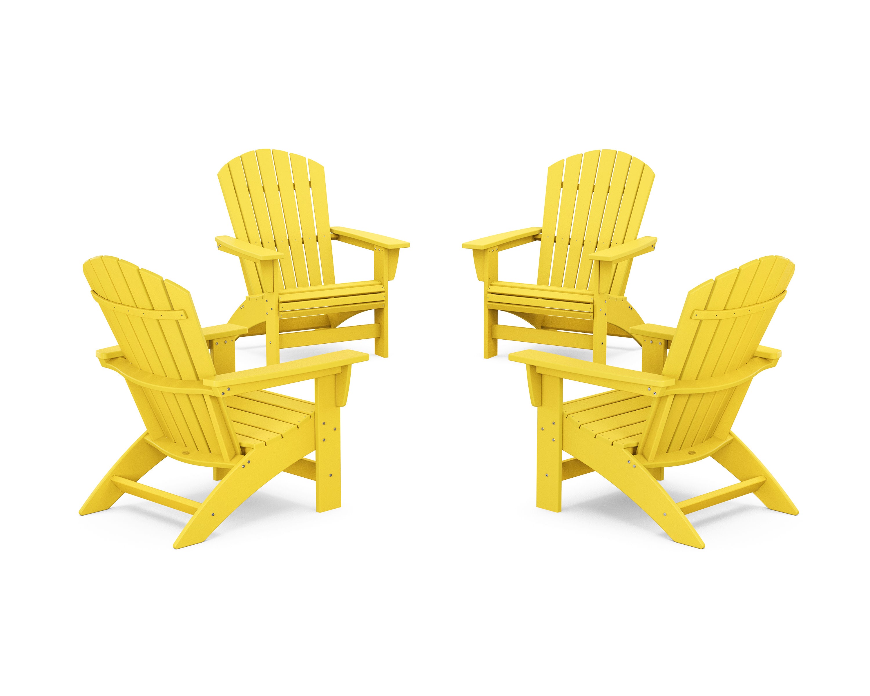 4-Piece Nautical Grand Adirondack Chair Conversation Set in Lemon