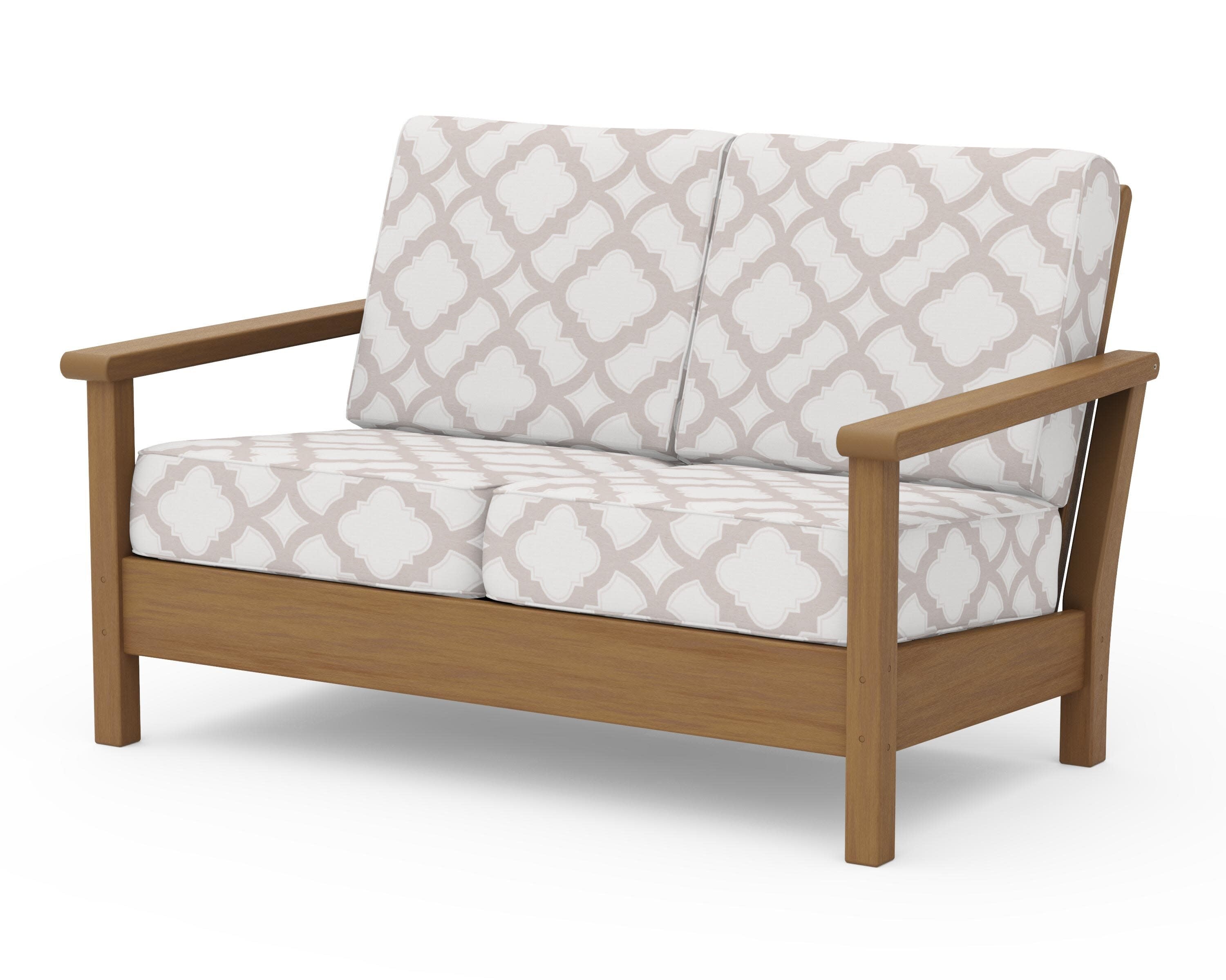 Harbour Deep Seating Loveseat in Natural / Trellis Dune Burlap