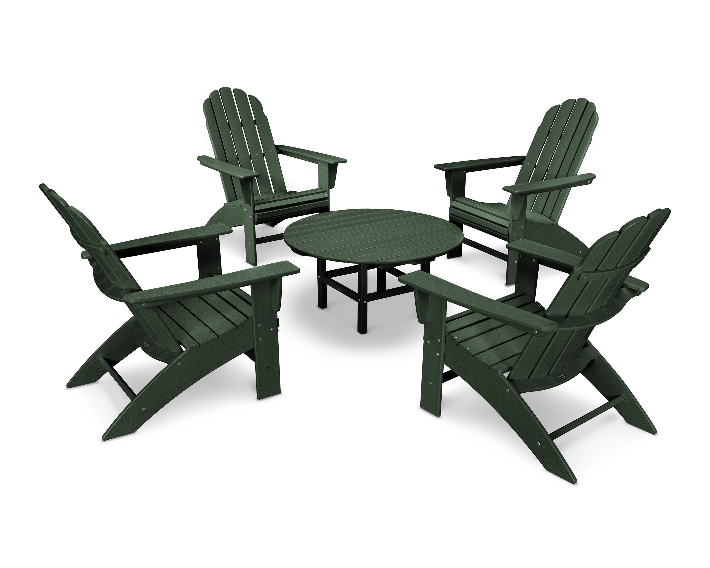Vineyard 5-Piece Oversized Adirondack Set in Green