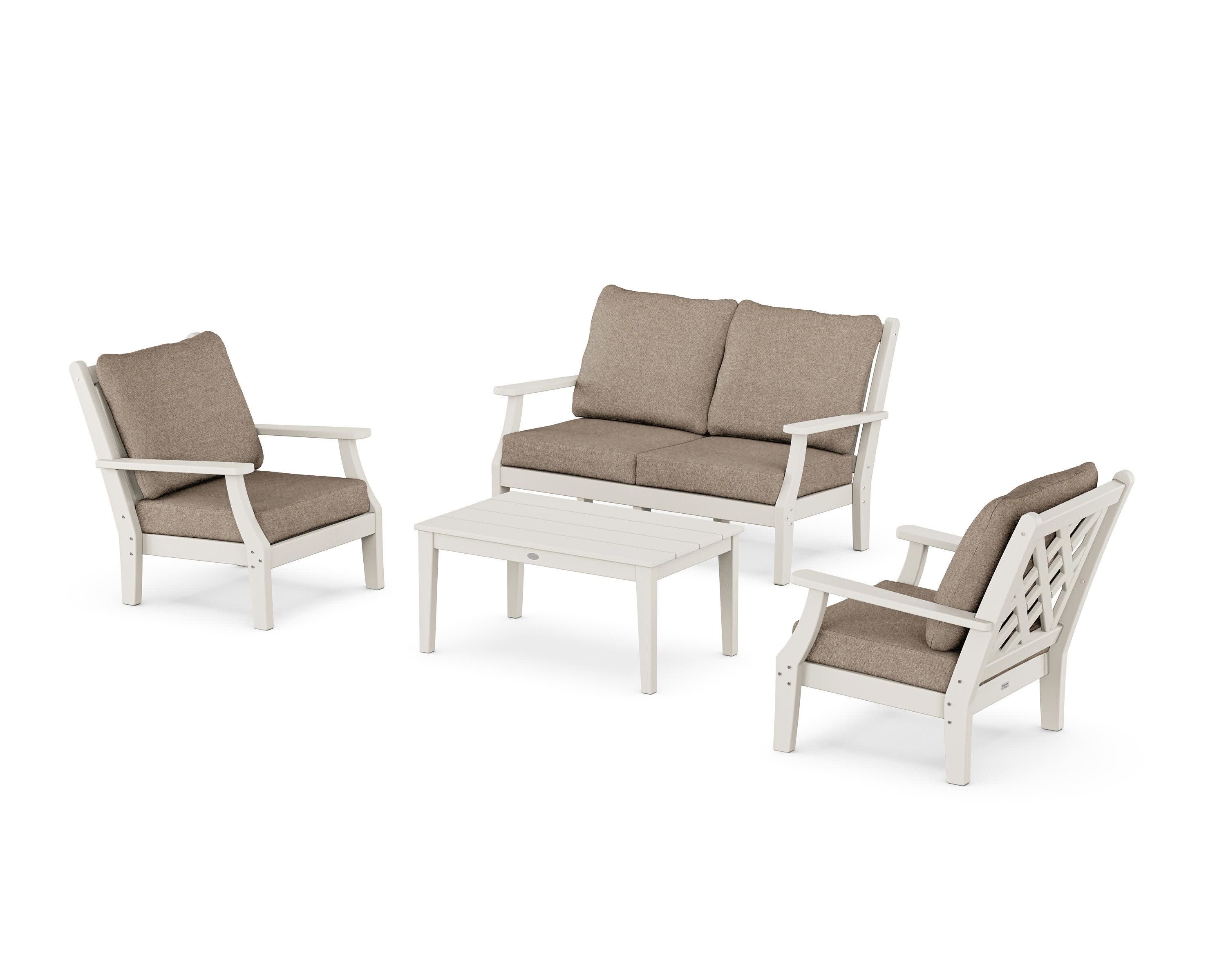 Wovendale 4-Piece Deep Seating Set with Loveseat in Sand / Spiced Burlap