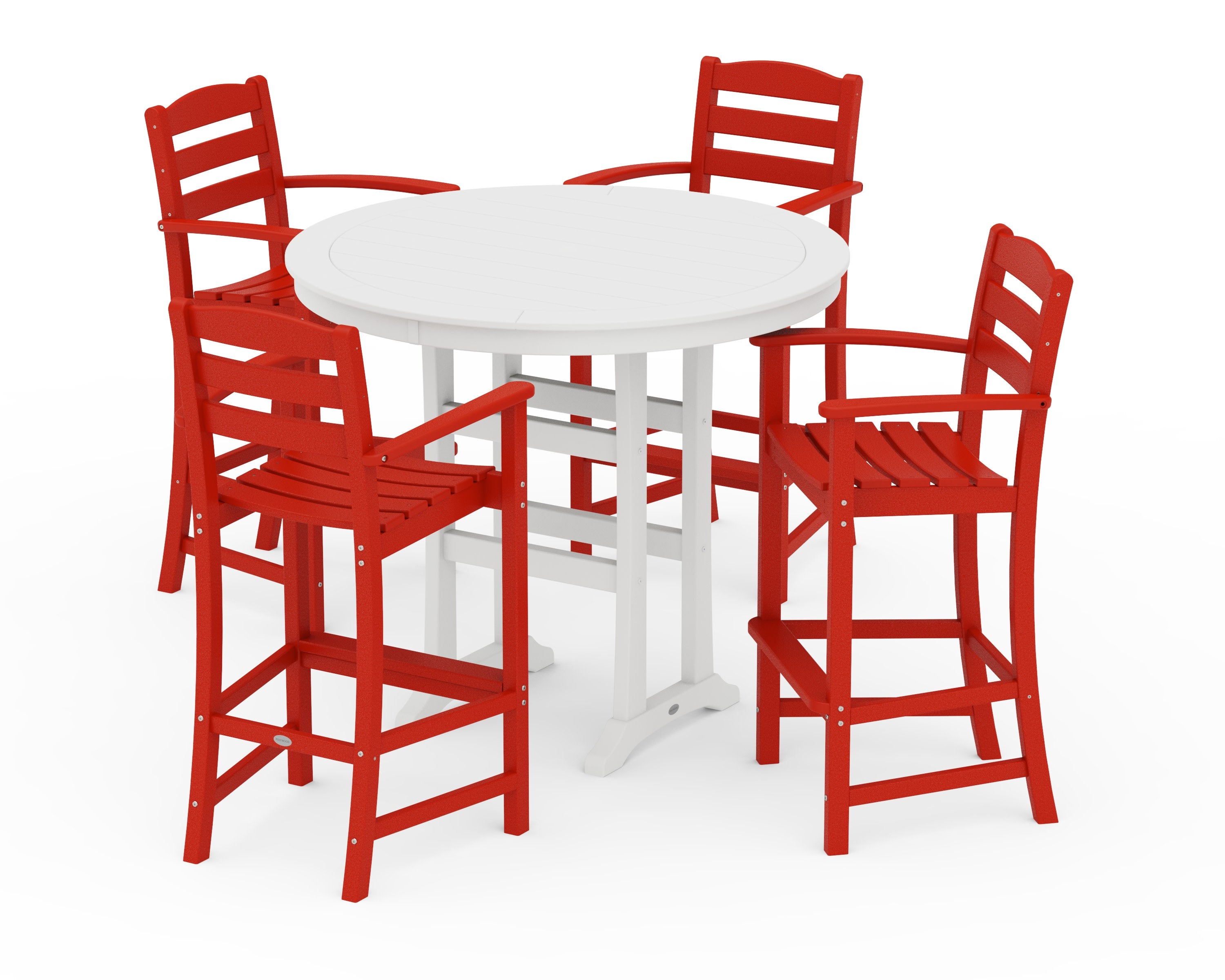 La Casa Caf 5-Piece Bar Dining Set in Sunset Red / White