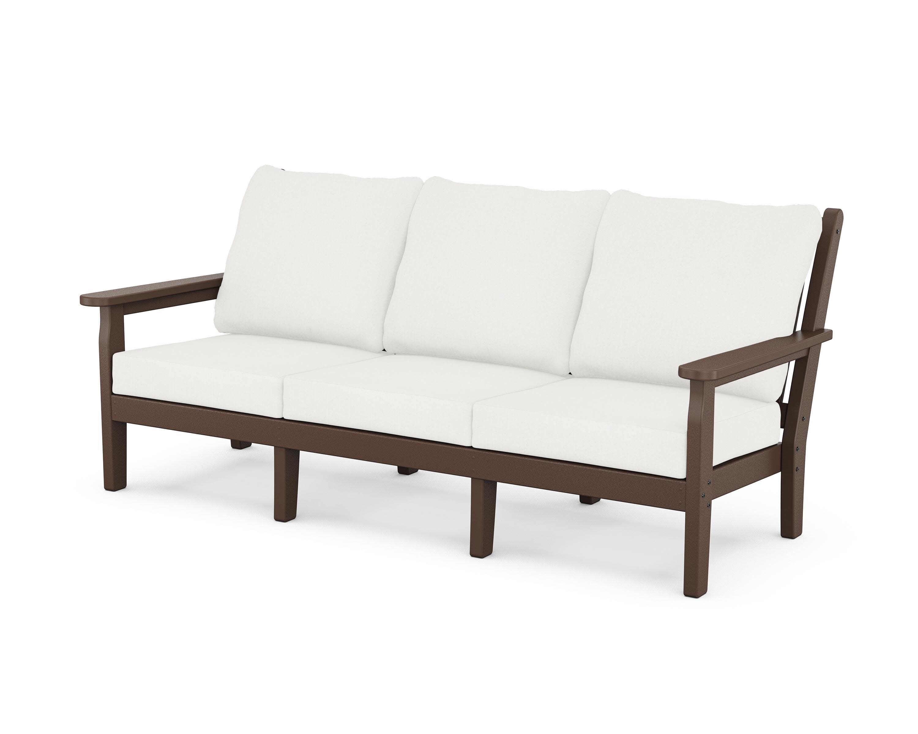 Chippendale Deep Seating Sofa in Mahogany / Natural Linen