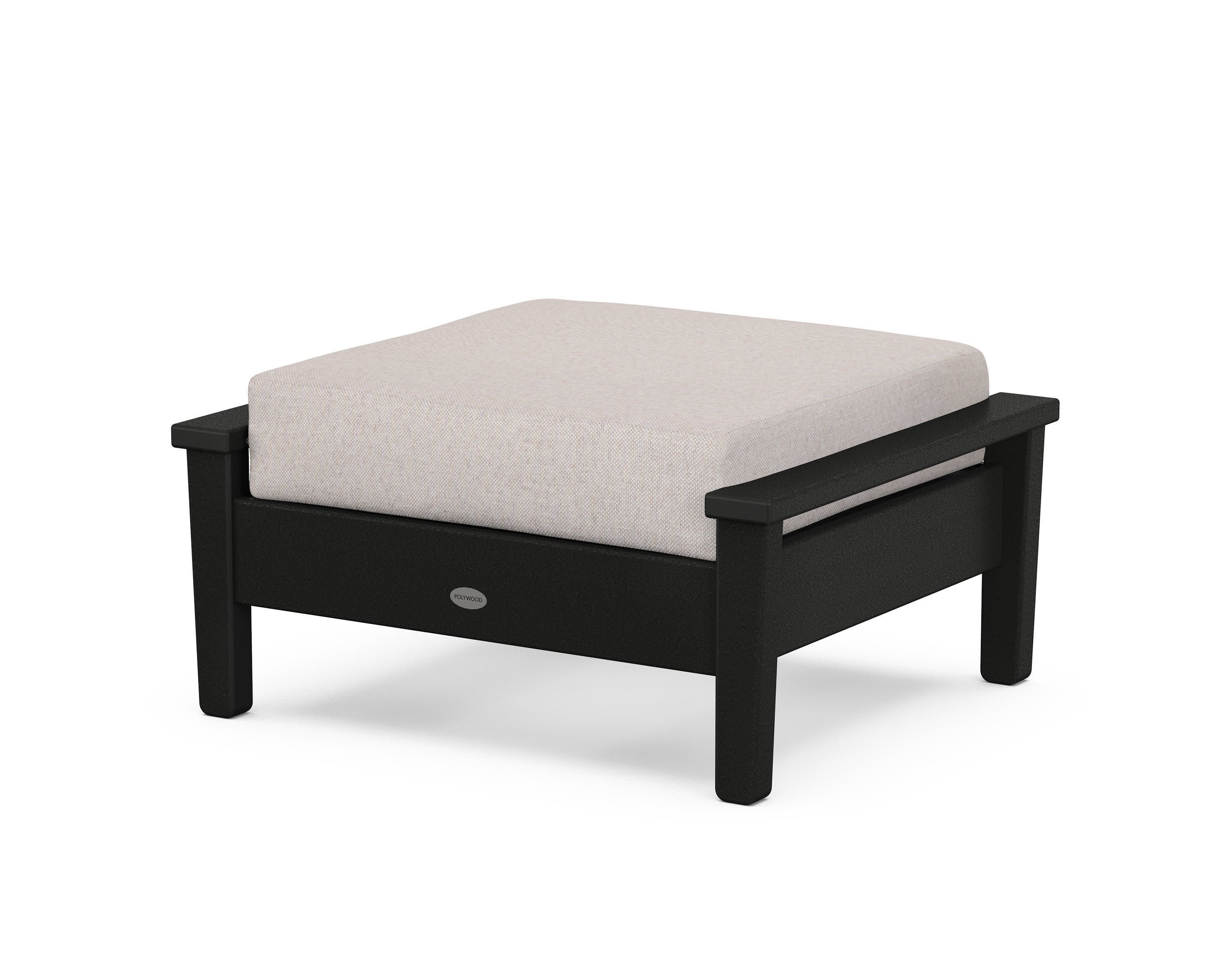 Prescott Deep Seating Ottoman in Black / Dune Burlap