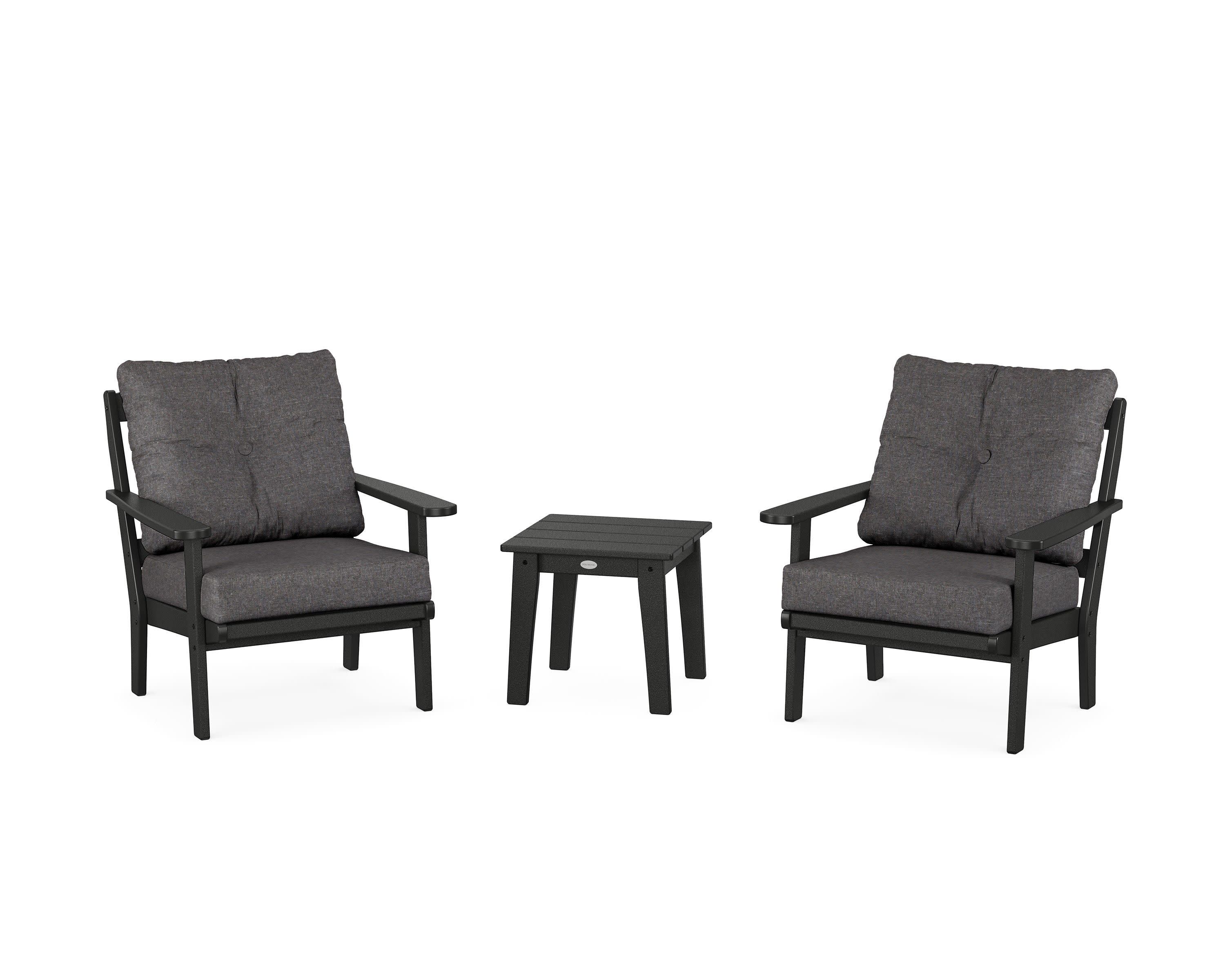 Mission 3-Piece Deep Seating Set in Black / Ash Charcoal