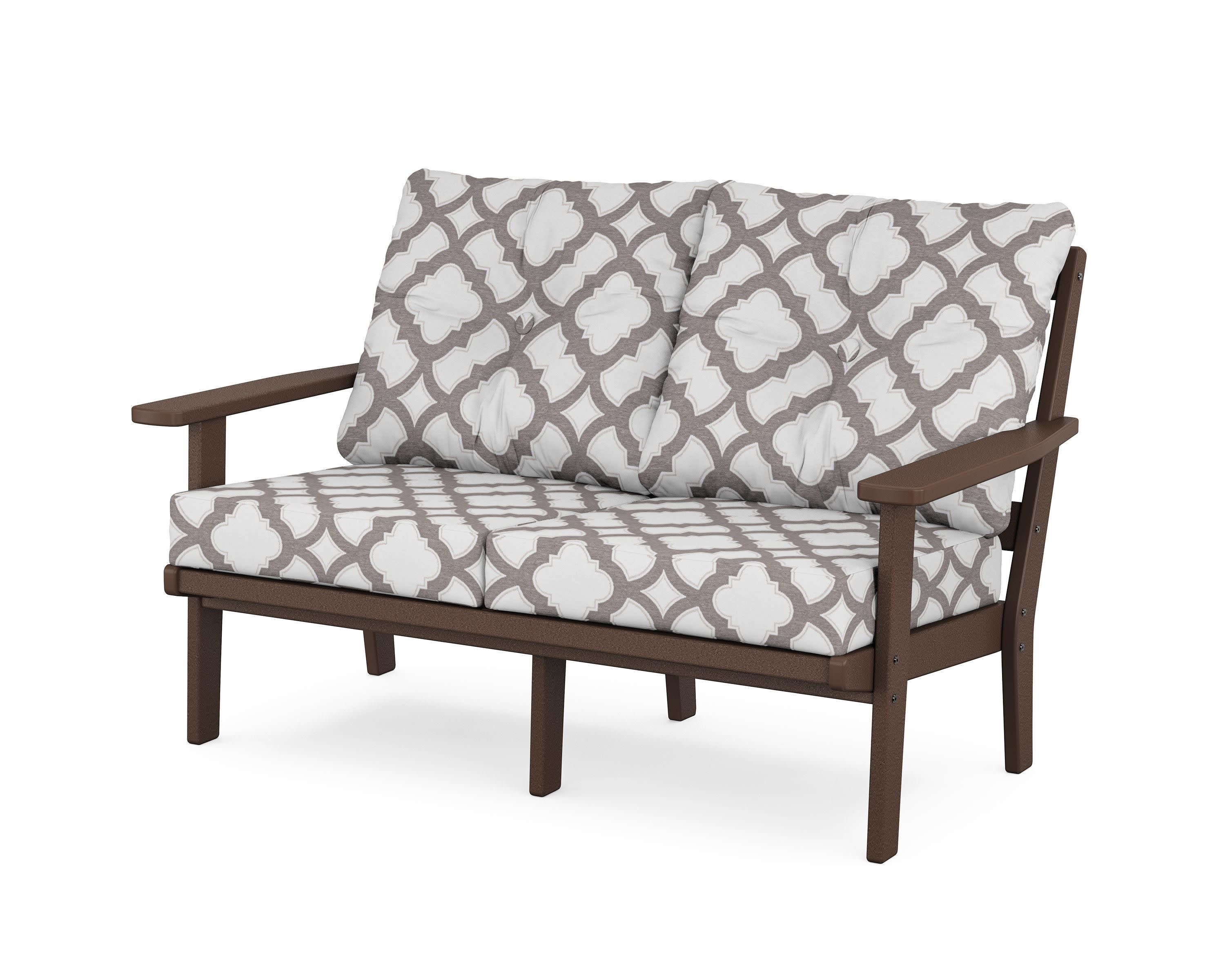 Oxford Deep SeatingLoveseat in Mahogany / Trellis Grey Mist