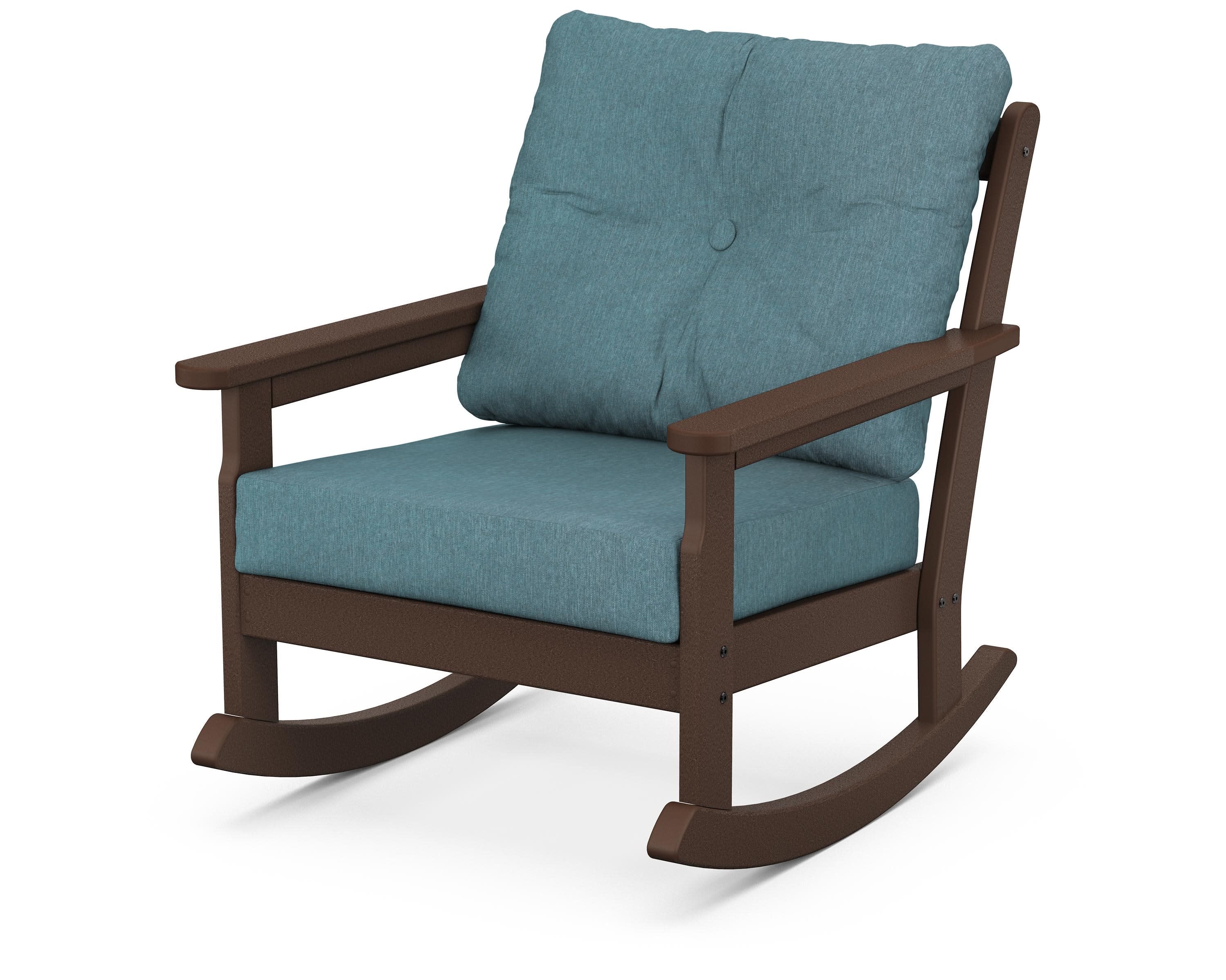 Vineyard Deep Seating Rocking Chair in Mahogany / Ocean Teal