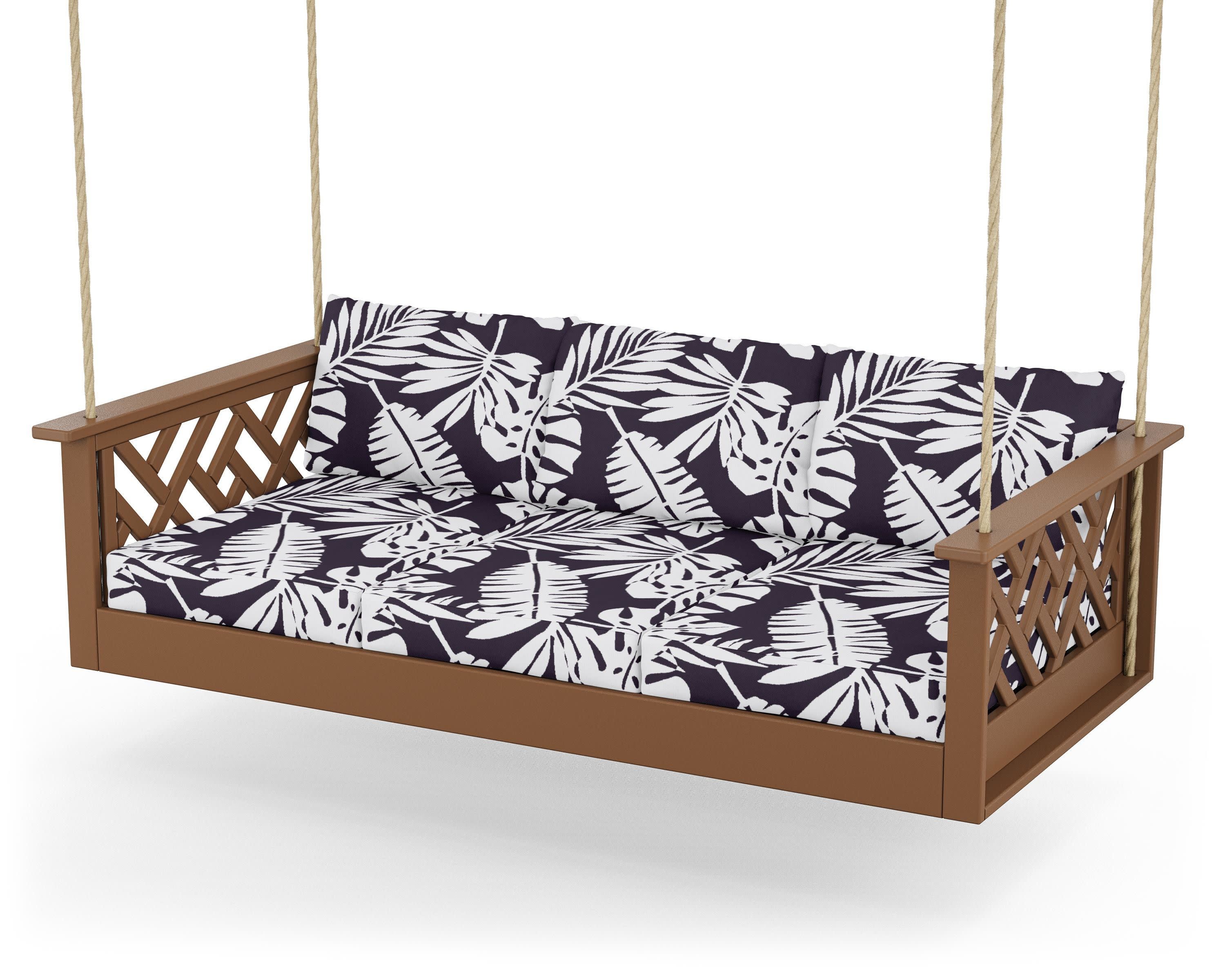 Chippendale Daybed Swing in Teak / Leaf Navy