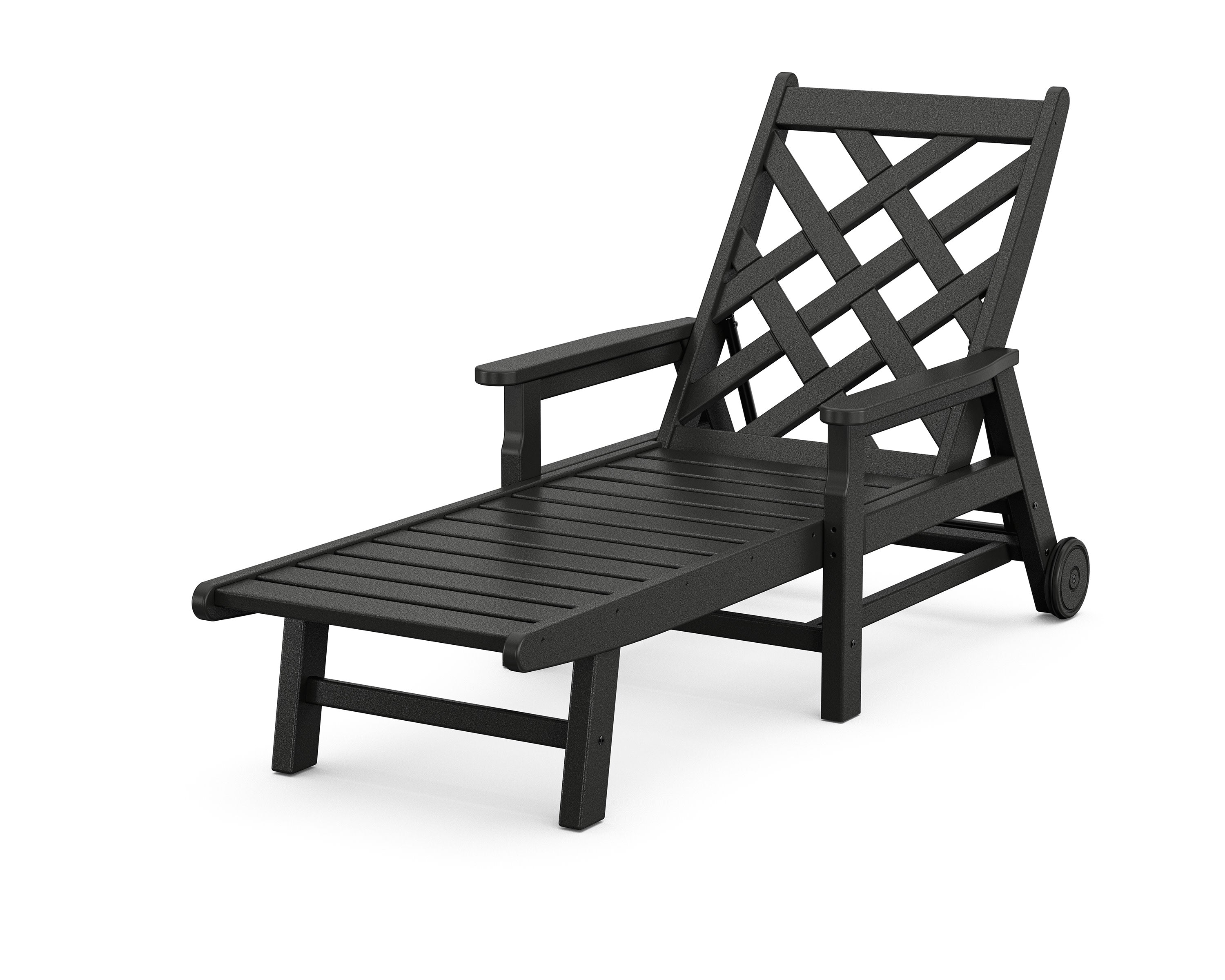 Wovendale Chaise with Arms and Wheels in Black